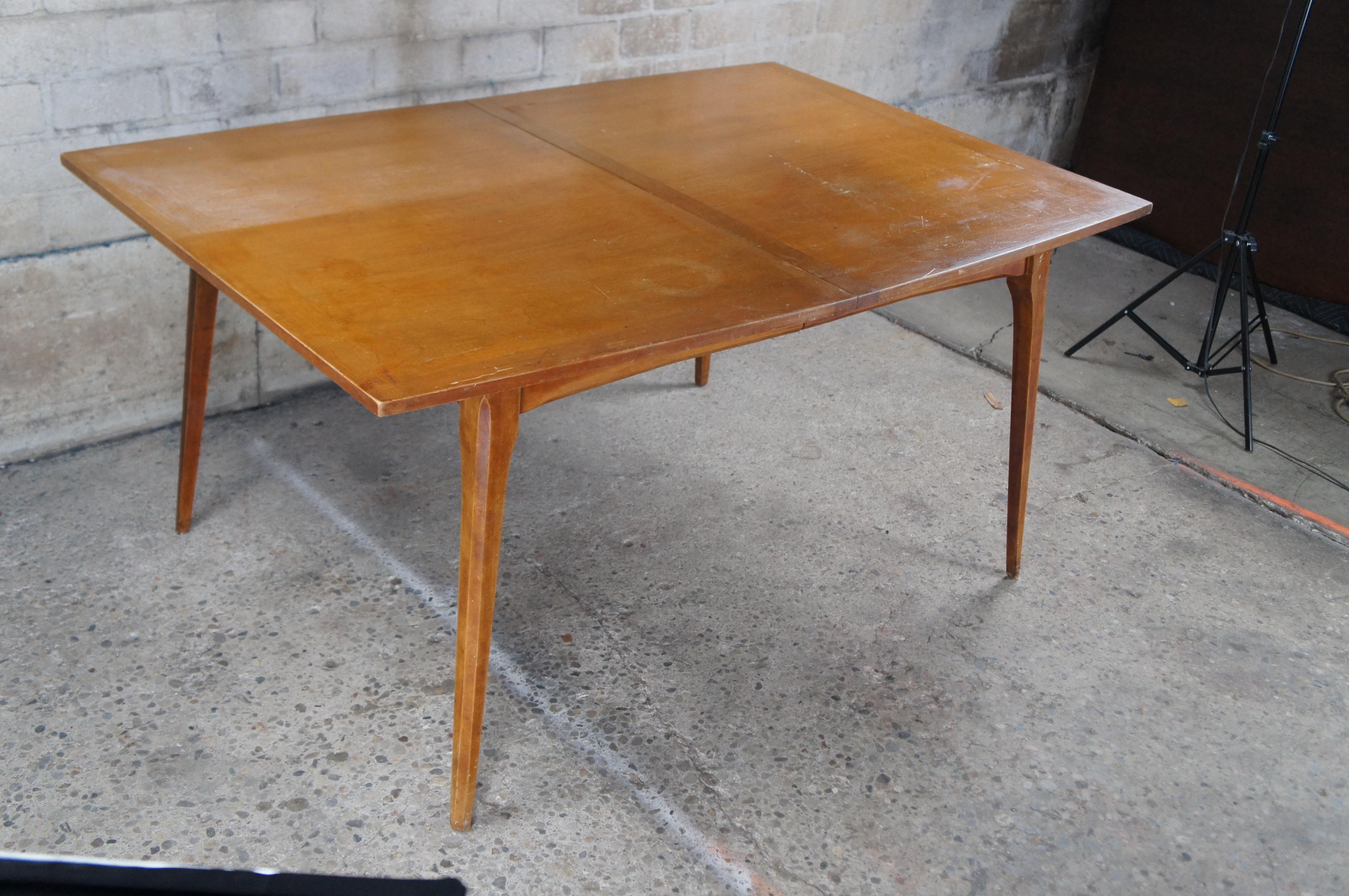 Heywood Wakefield Mid Century Modern American Maple Extendable Dining Table 90