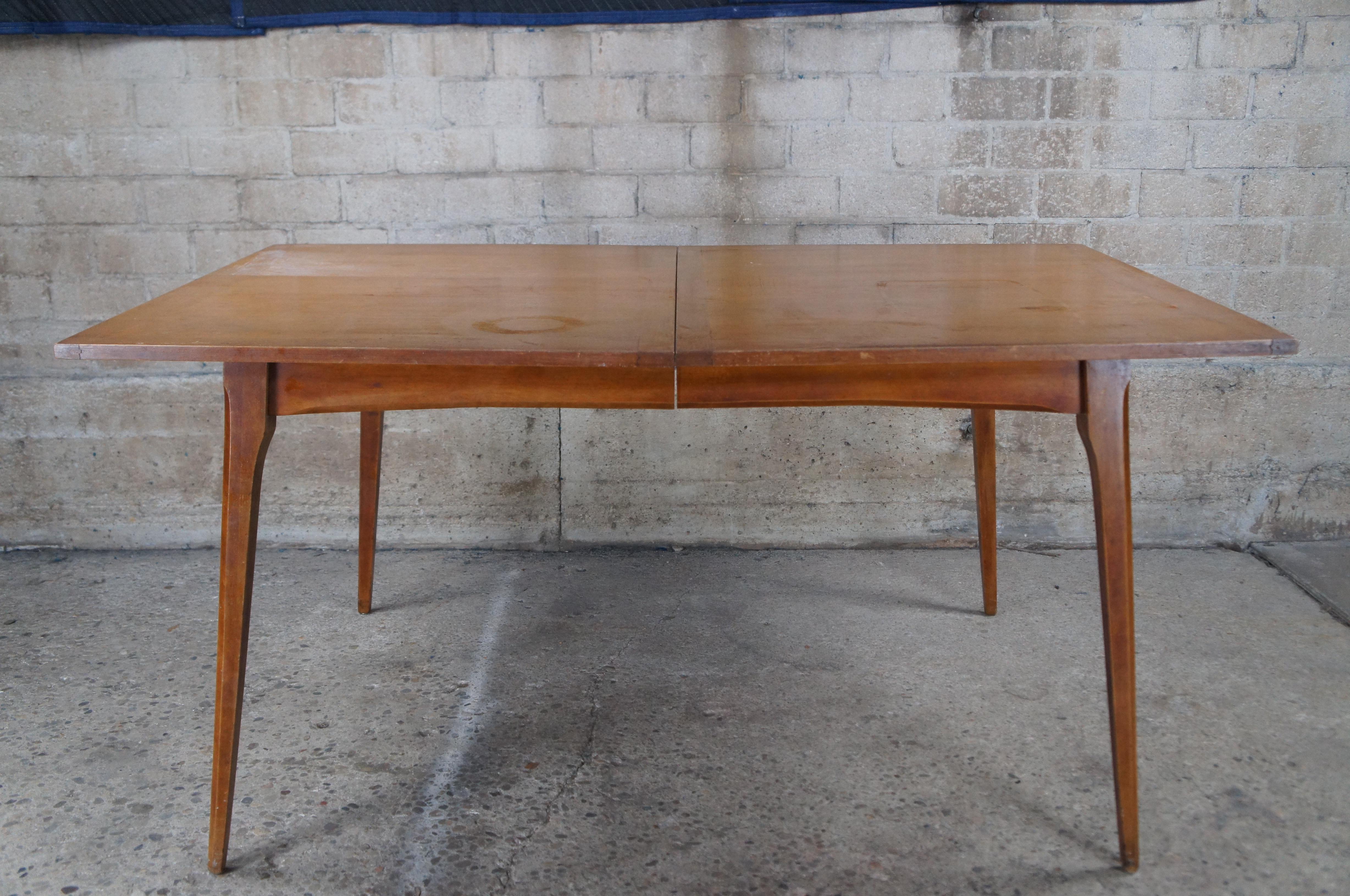 20th Century Heywood Wakefield Mid Century Modern American Maple Extendable Dining Table 90