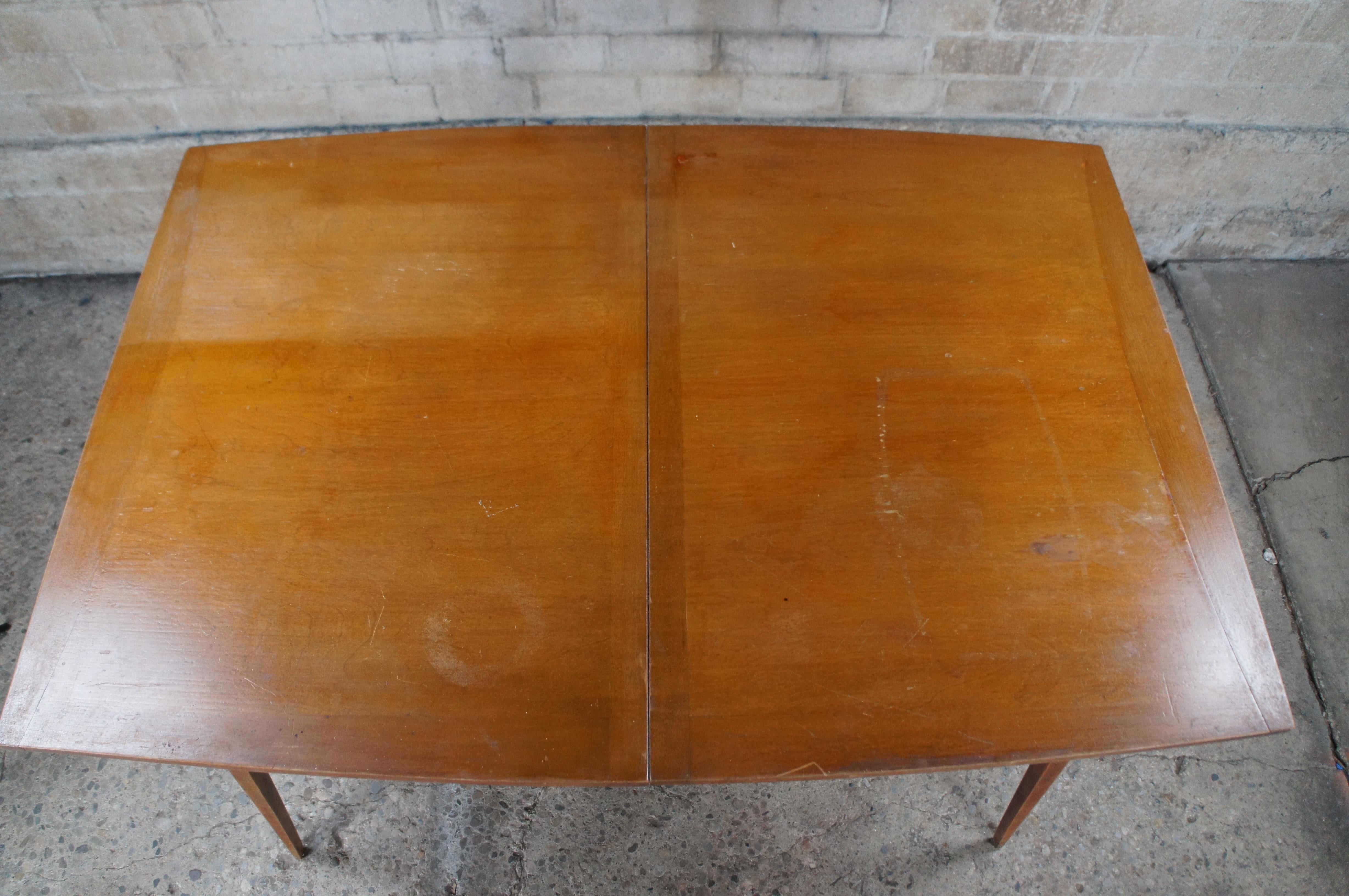 Heywood Wakefield Mid Century Modern American Maple Extendable Dining Table 90