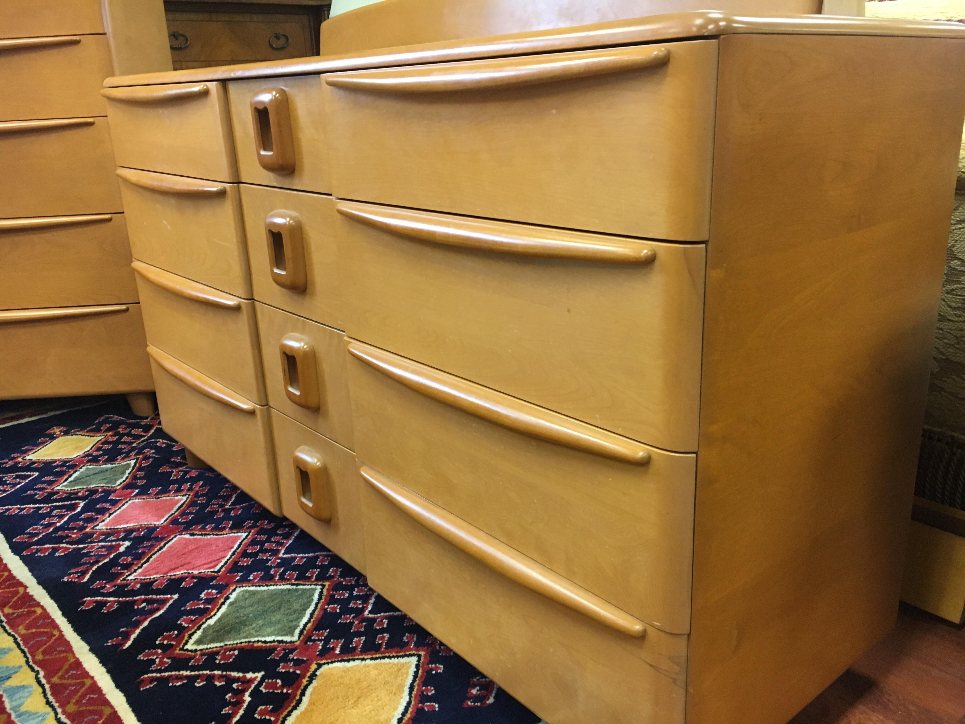 Birch Heywood Wakefield Mid-Century Modern Champagne Twelve Drawer Dresser Chest