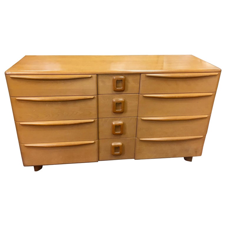 Heywood Wakefield MidCentury Modern Champagne Twelve Drawer Dresser Chest at 1stDibs