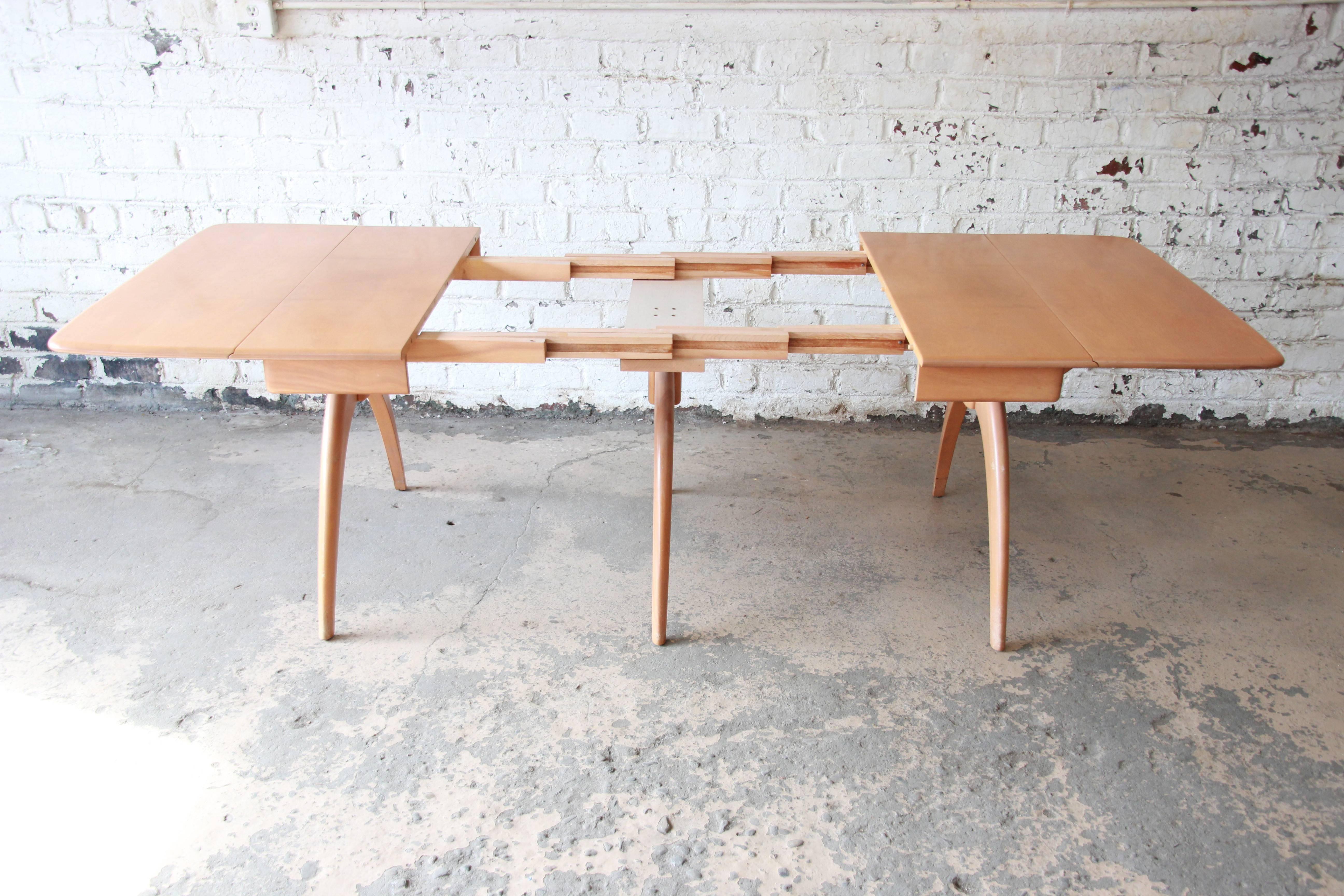 American Heywood-Wakefield Mid-Century Modern Extension Wishbone Dining Table
