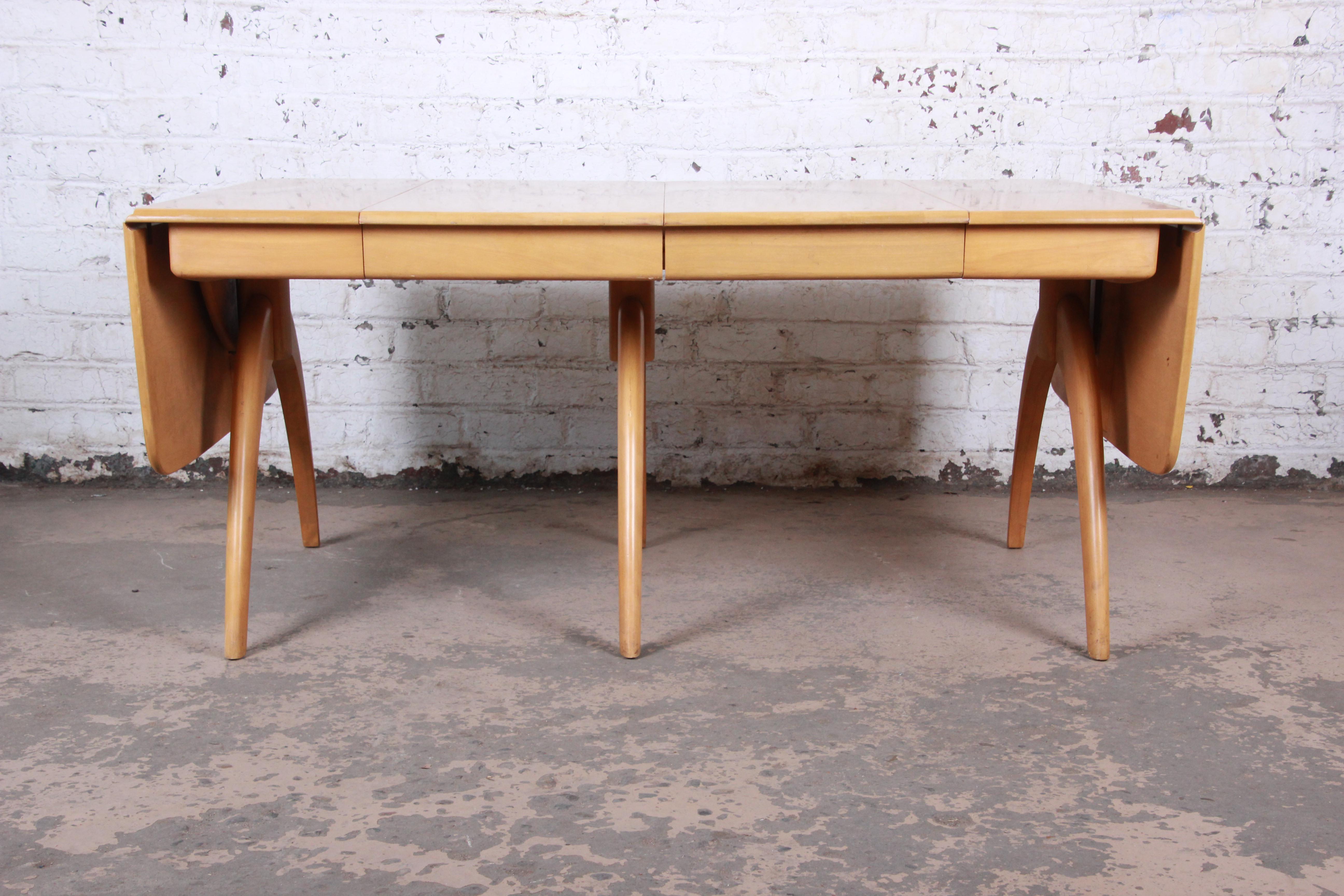 American Heywood Wakefield Mid-Century Modern Extension Wishbone Dining Table