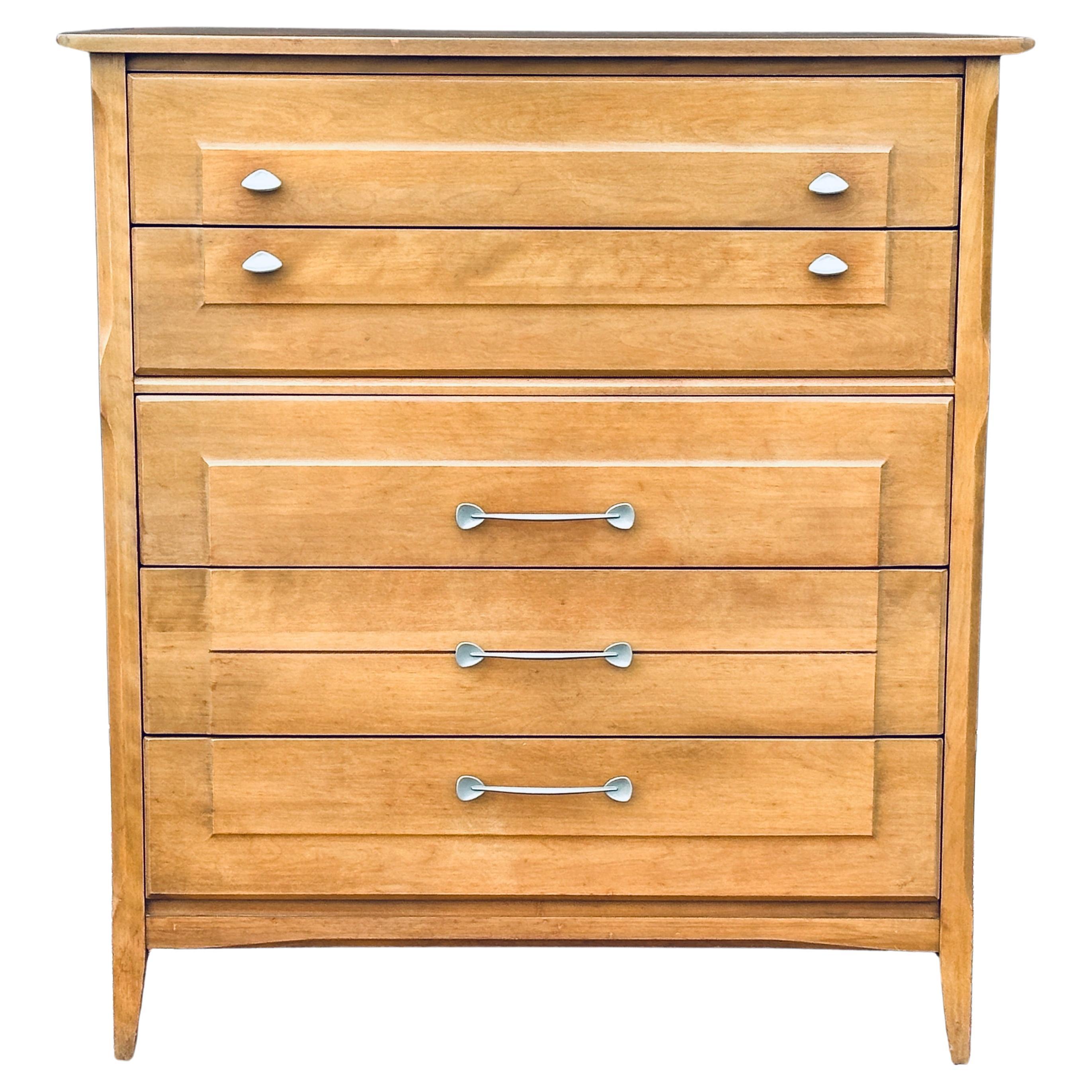 Heywood Wakefield Mid-Century Modern Highboy Dresser M1962 Topaz Circa 1960