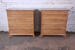 Heywood Wakefield Mid-Century Modern Highboy Dressers, Pair