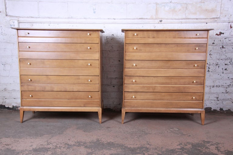 Heywood Wakefield MidCentury Modern Highboy Dressers, Pair at 1stDibs