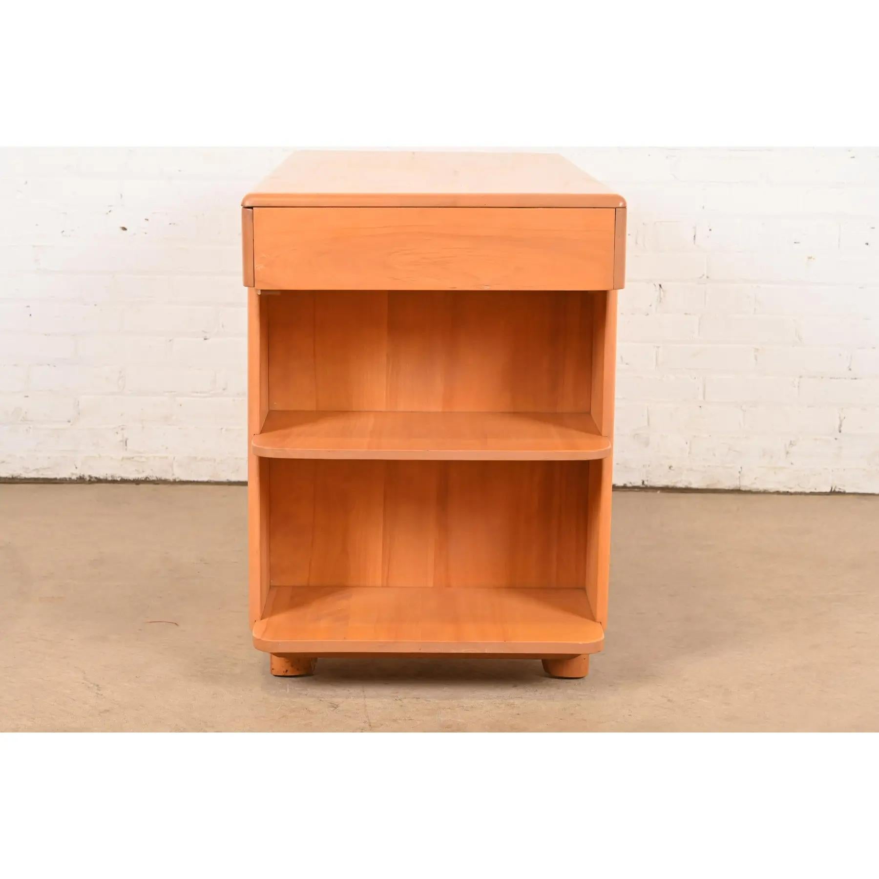 Heywood Wakefield Mid-Century Modern Schreibtisch aus Ahorn mit eingebautem Bücherregal und Stuhl im Angebot 5