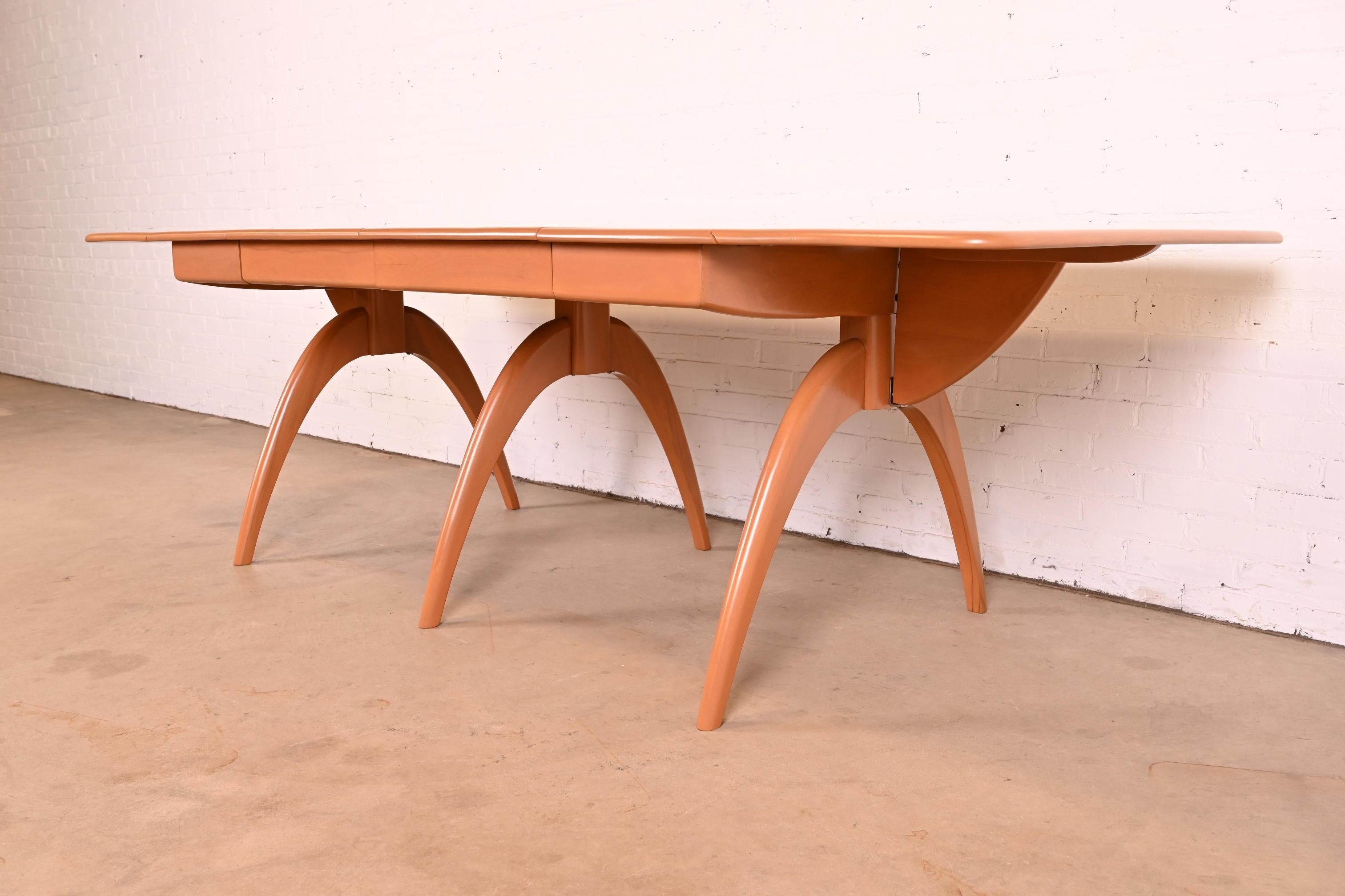 American Heywood Wakefield Mid-Century Modern Maple Wishbone Dining Table, Refinished For Sale