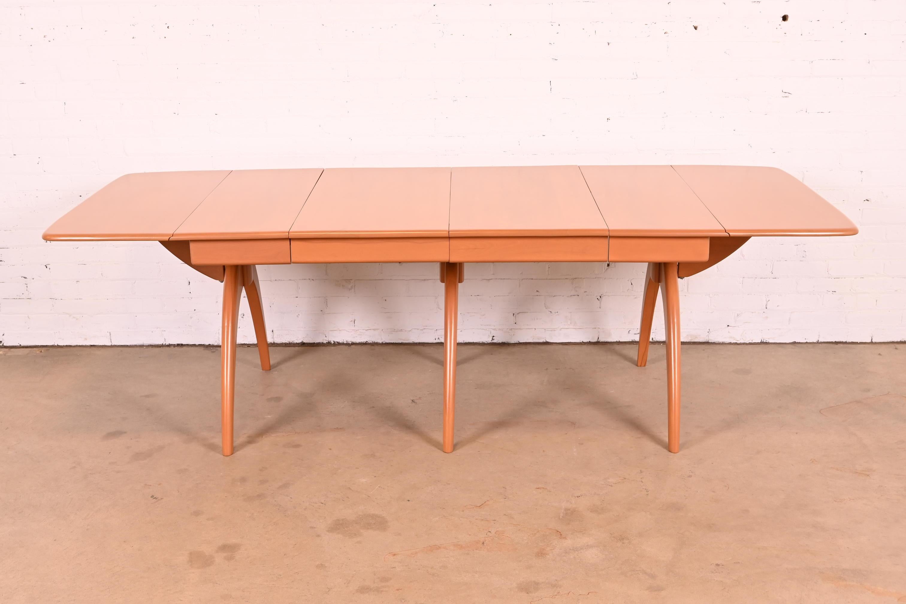 Heywood Wakefield Mid-Century Modern Maple Wishbone Dining Table, Refinished In Good Condition For Sale In South Bend, IN