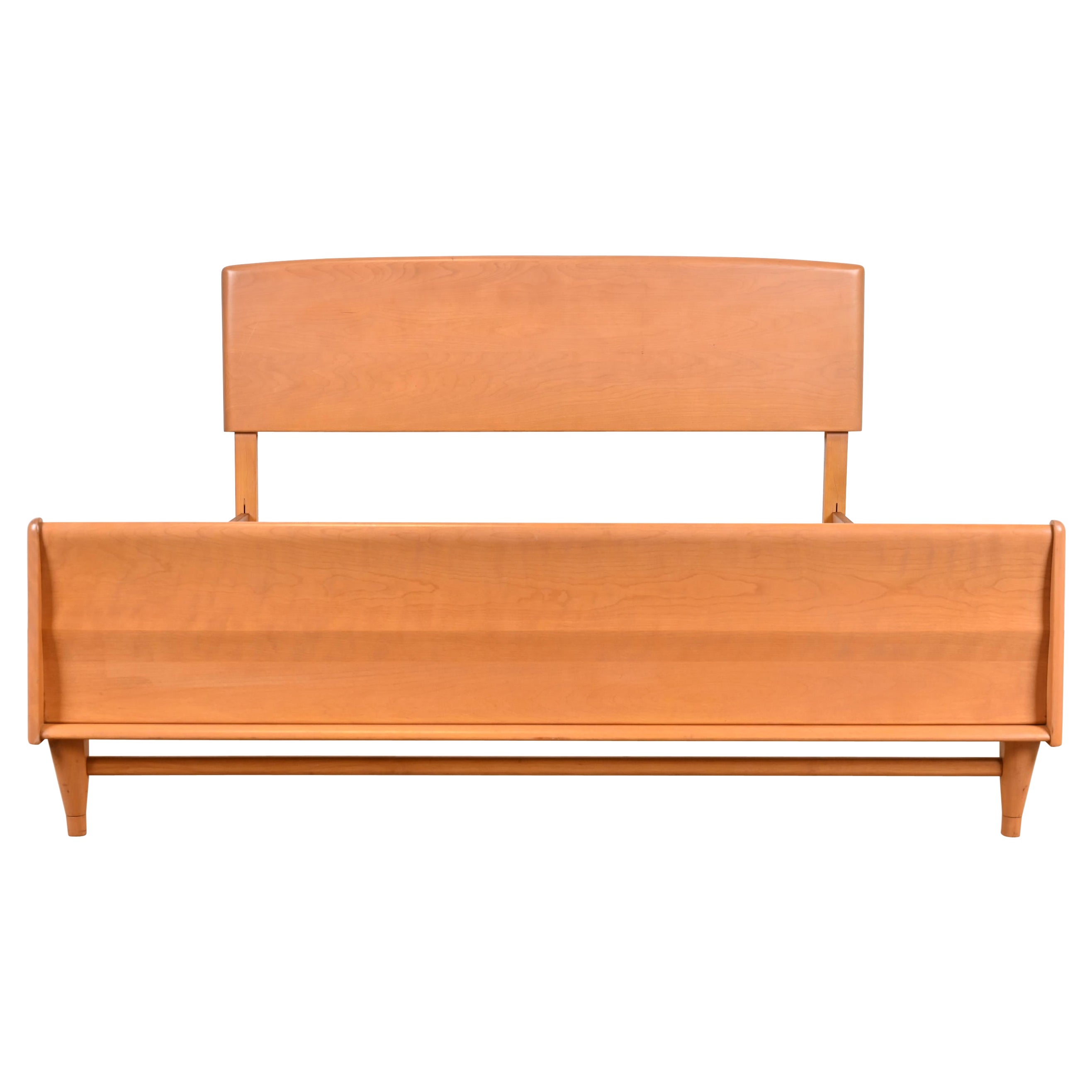 Heywood Wakefield Mid-Century Modern Sculpted Birch Full Size Bed, 1950s