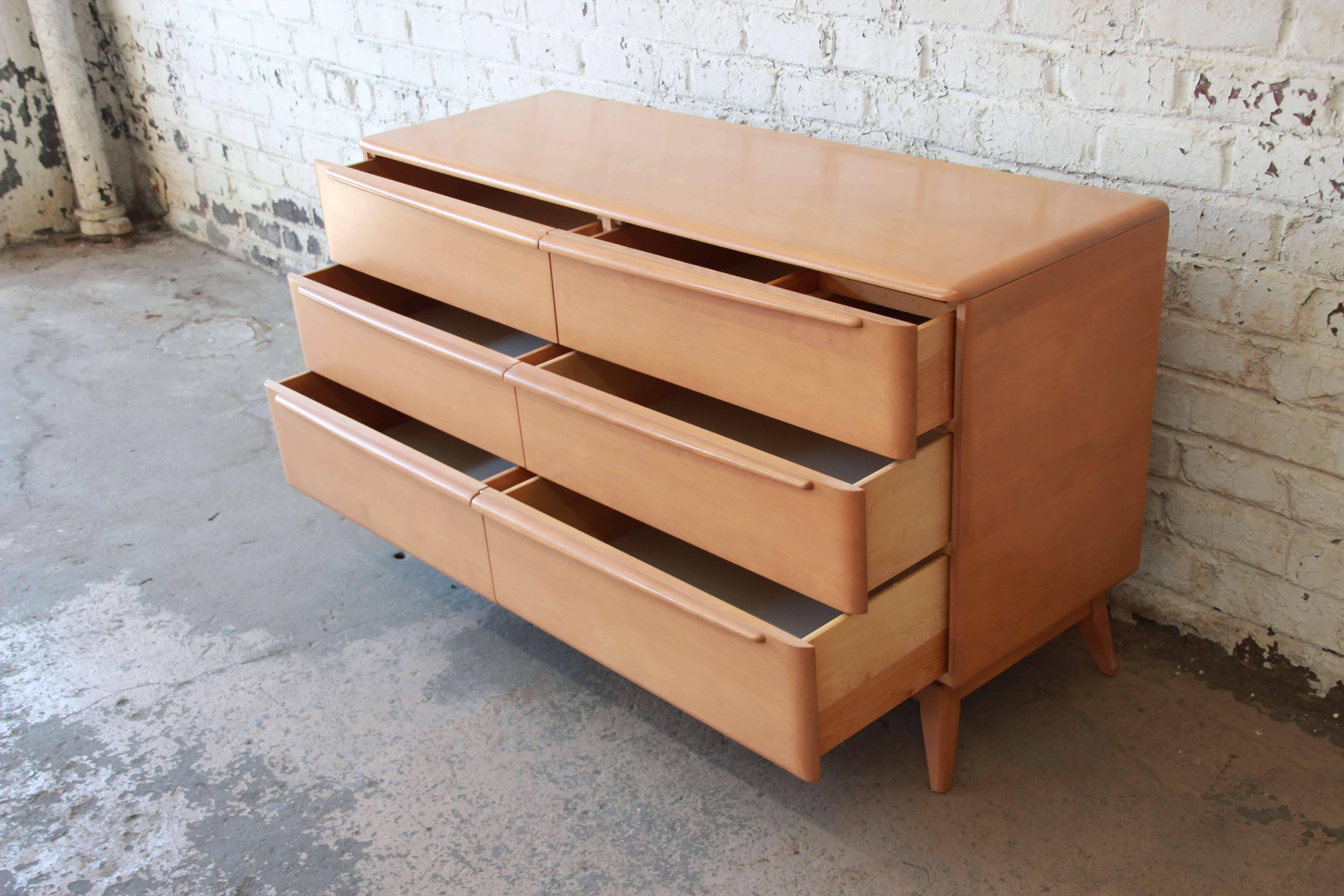 Birch Heywood-Wakefield Mid-Century Modern Six-Drawer Dresser