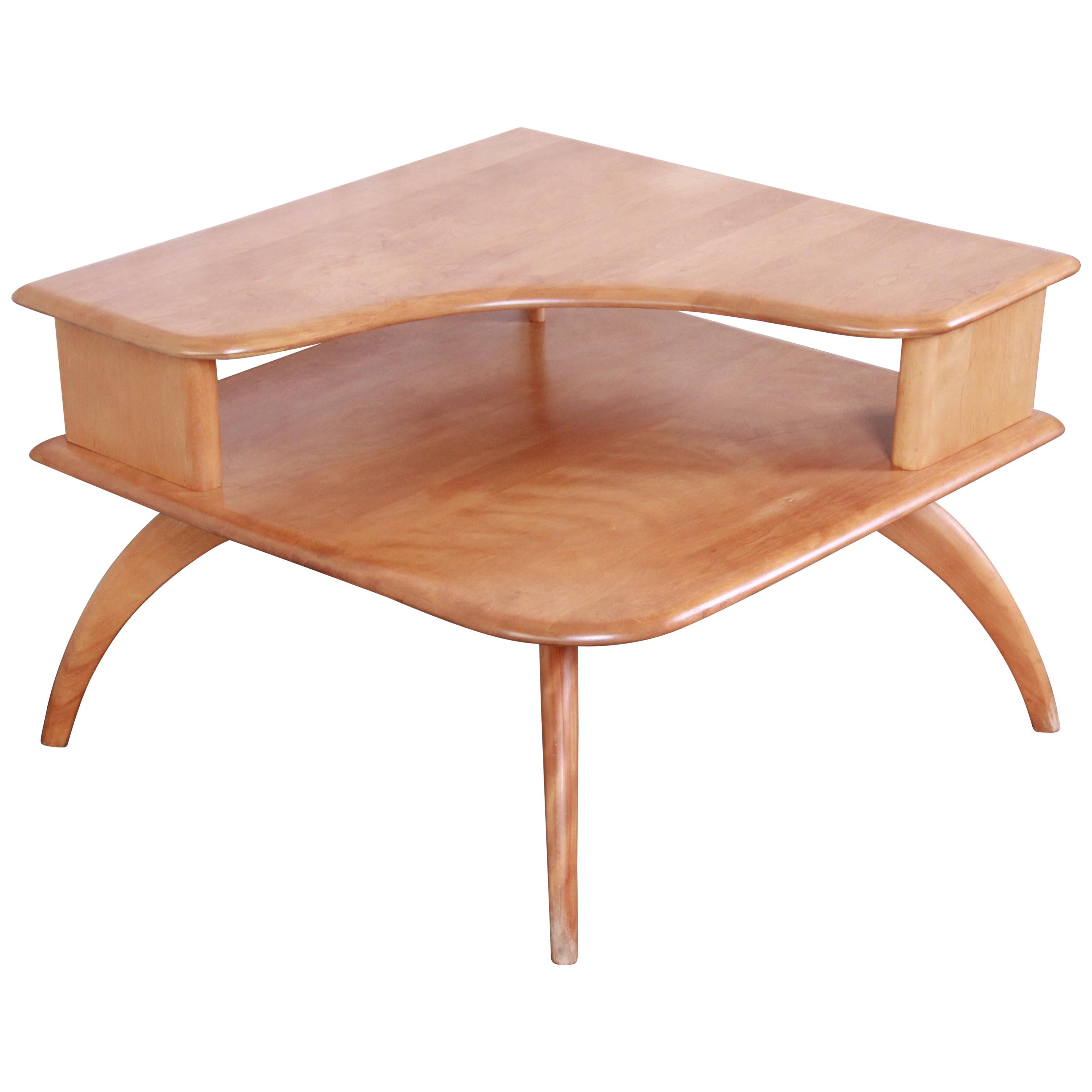 Heywood Wakefield Mid-Century Modern Solid Maple Corner End Table, 1950s