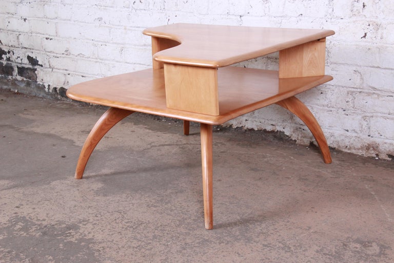 Heywood Wakefield MidCentury Modern Solid Maple Corner End Tables