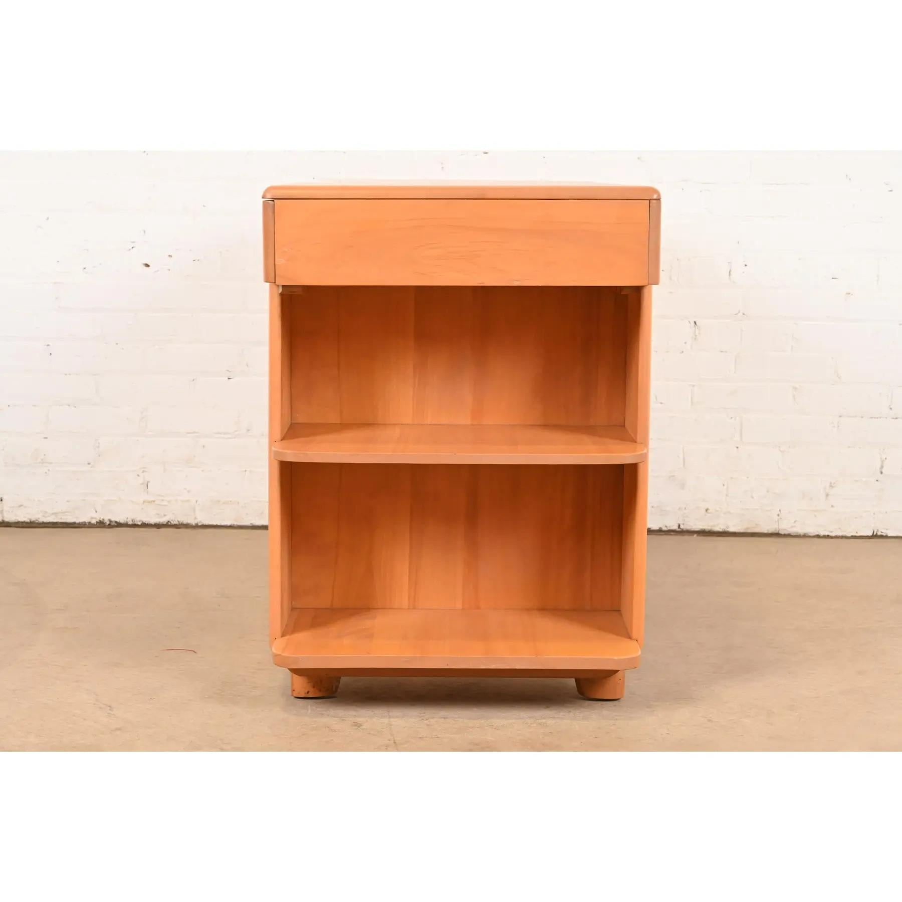 Heywood Wakefield Mid-Century Modern Schreibtisch aus massivem Ahorn mit eingebautem Bücherregal im Angebot 6