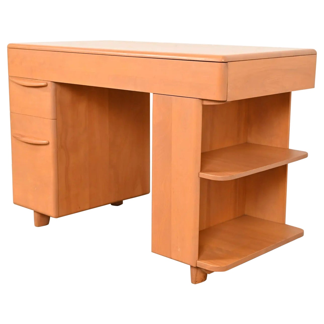 Heywood Wakefield Mid-Century Modern Schreibtisch aus massivem Ahorn mit eingebautem Bücherregal im Angebot
