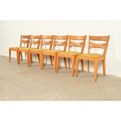 Heywood Wakefield Mid-Century Modern Solid Maple Dining Chairs, Set of Six