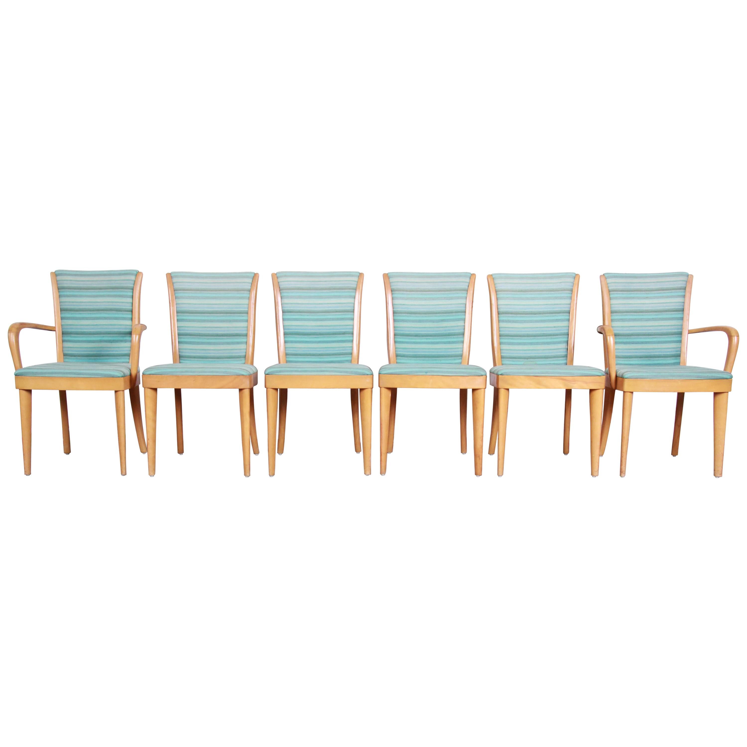Heywood-Wakefield Mid-Century Modern Solid Maple Dining Chairs, Set of Six