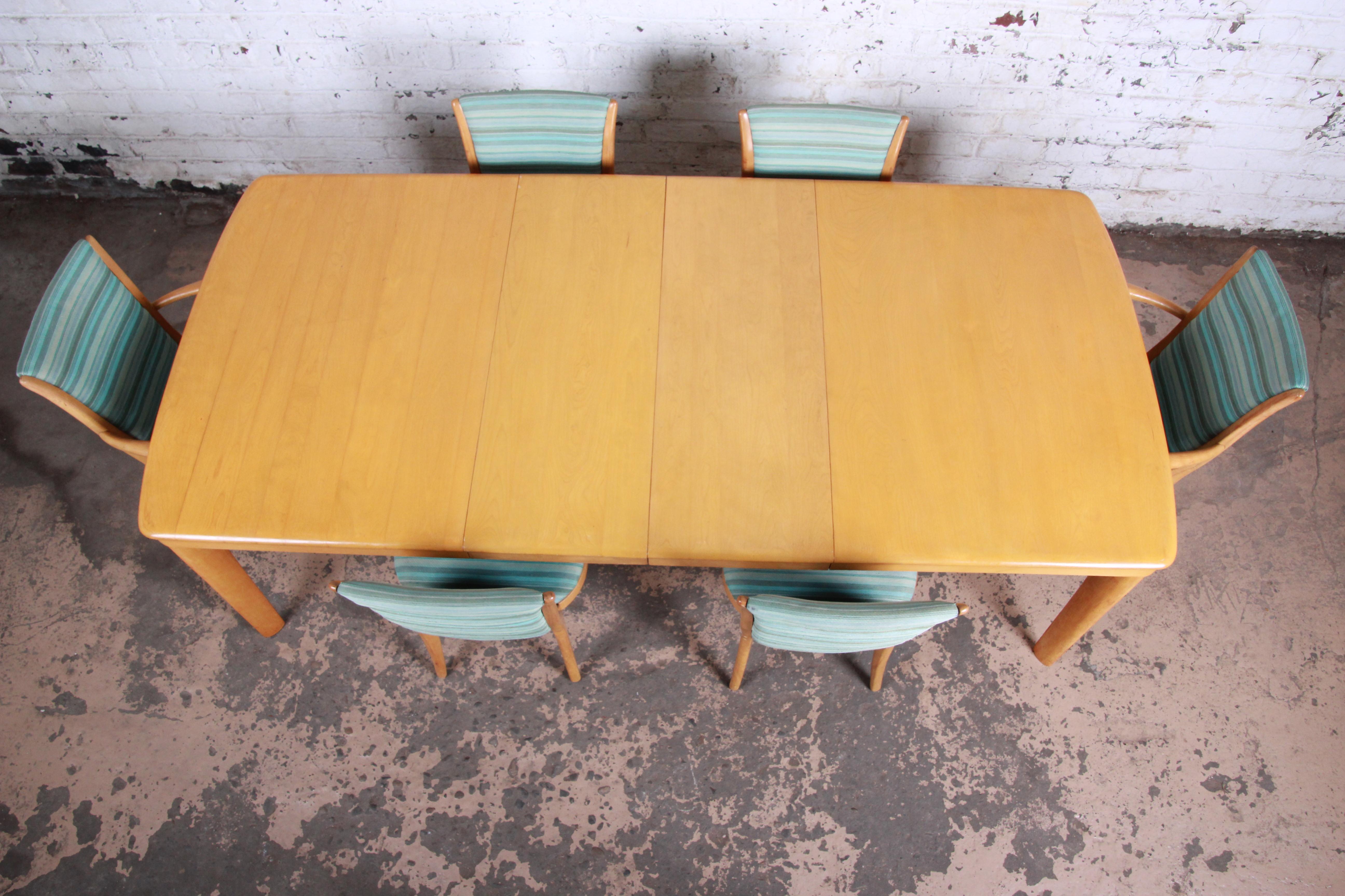American Heywood Wakefield Mid-Century Modern Solid Maple Dining Set, 1950s