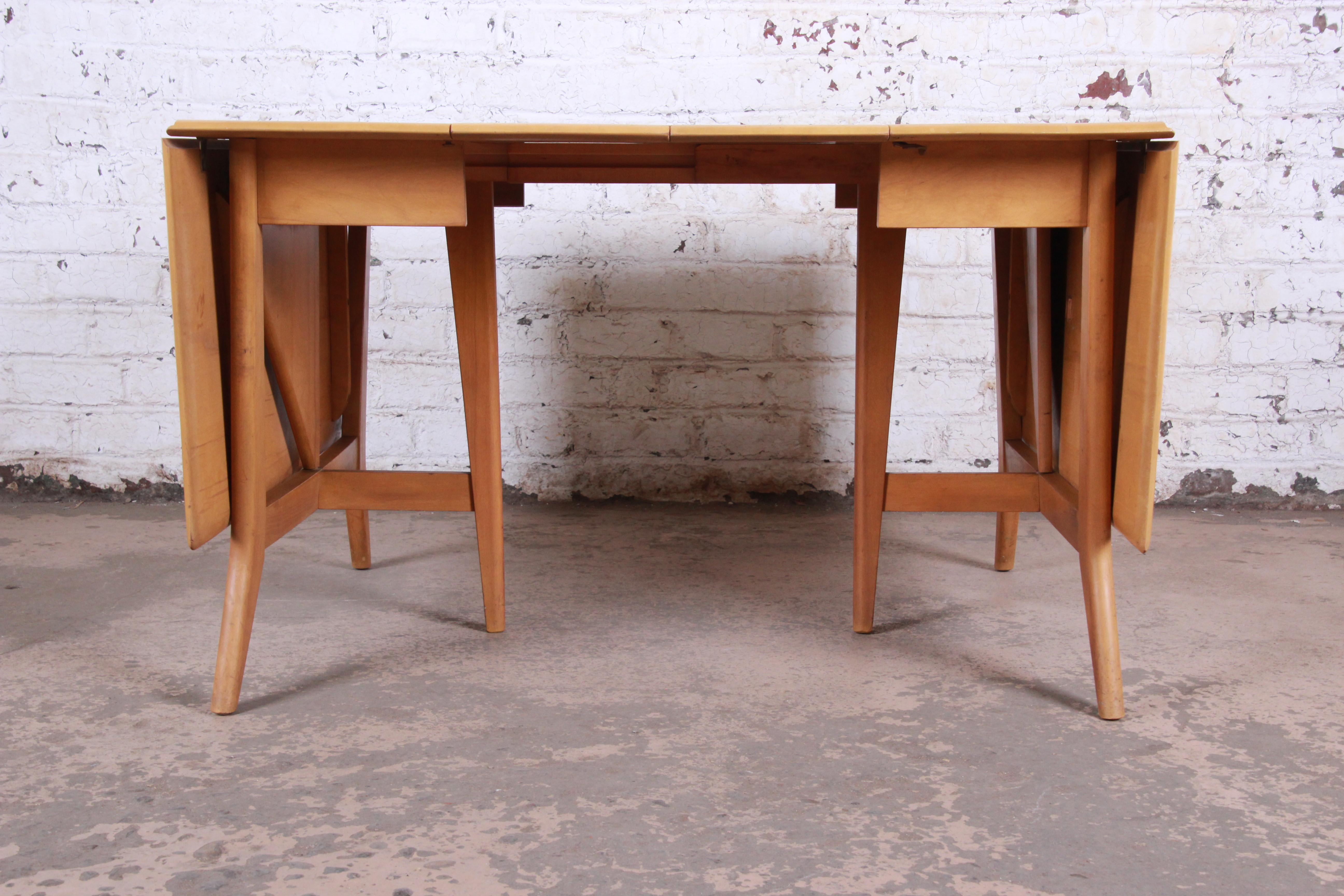 Heywood Wakefield Mid-Century Modern Solid Maple Extension Dining Table, 1950s 3