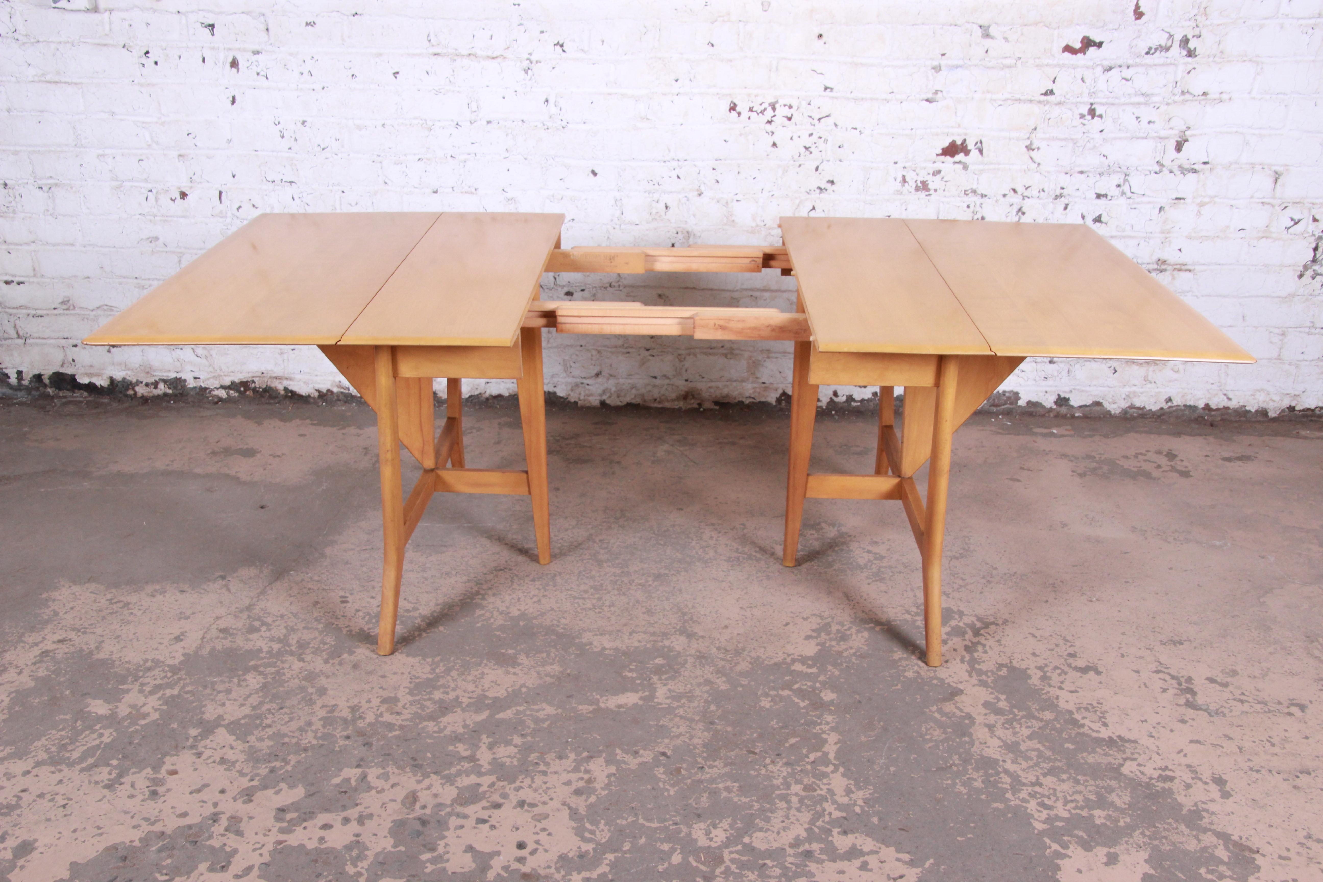 Heywood Wakefield Mid-Century Modern Solid Maple Extension Dining Table, 1950s 6