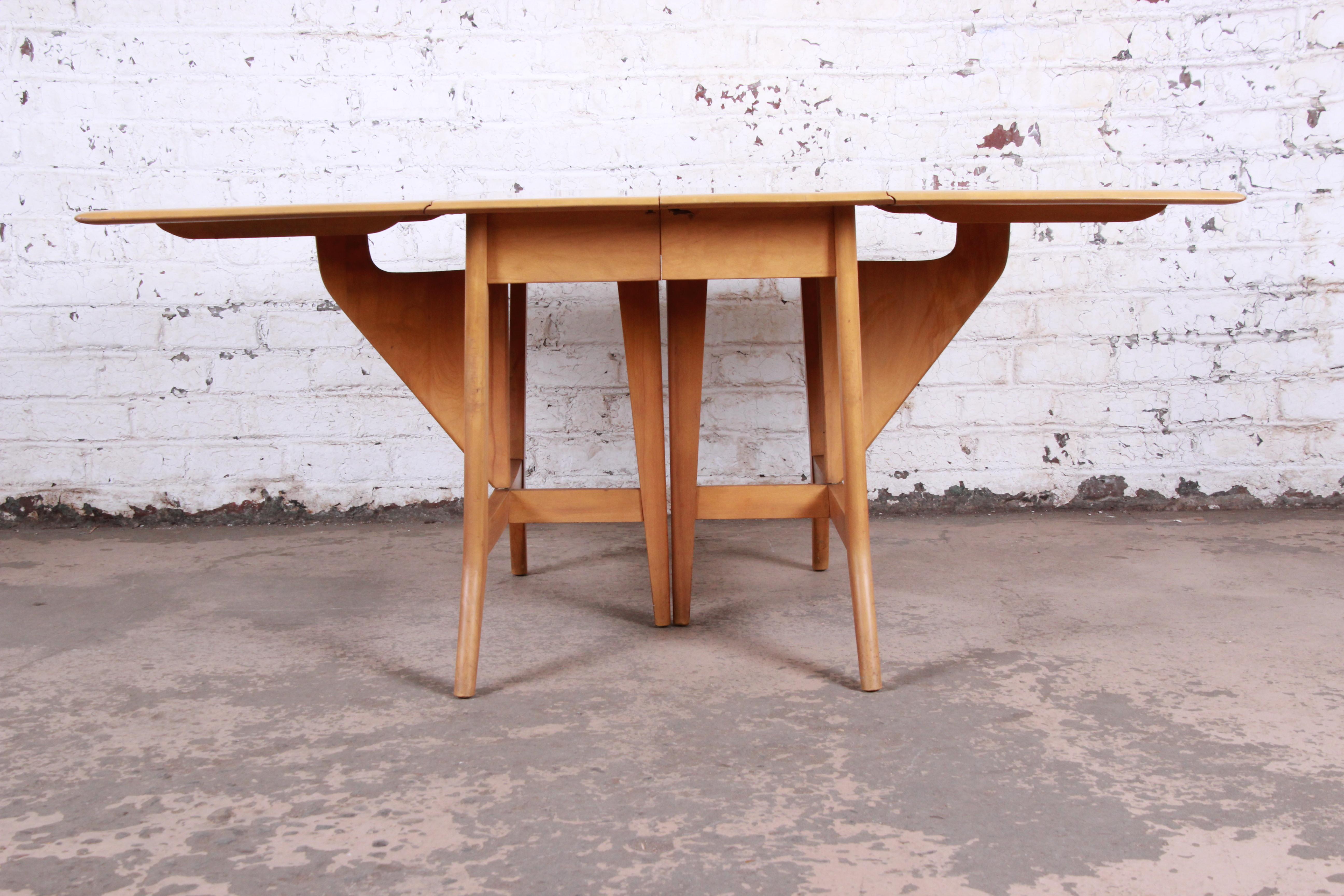 Heywood Wakefield Mid-Century Modern Solid Maple Extension Dining Table, 1950s 7
