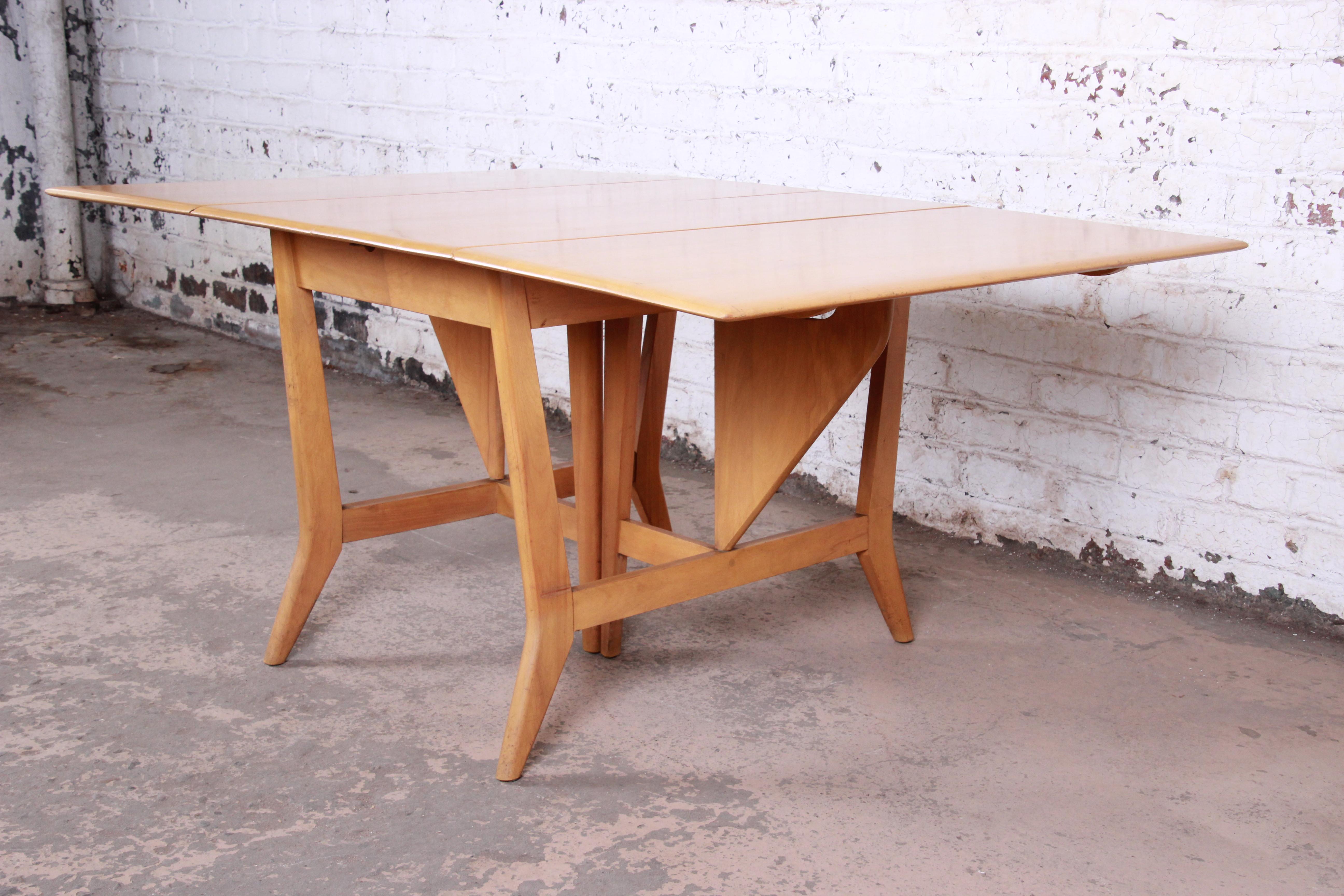 Heywood Wakefield Mid-Century Modern Solid Maple Extension Dining Table, 1950s 9