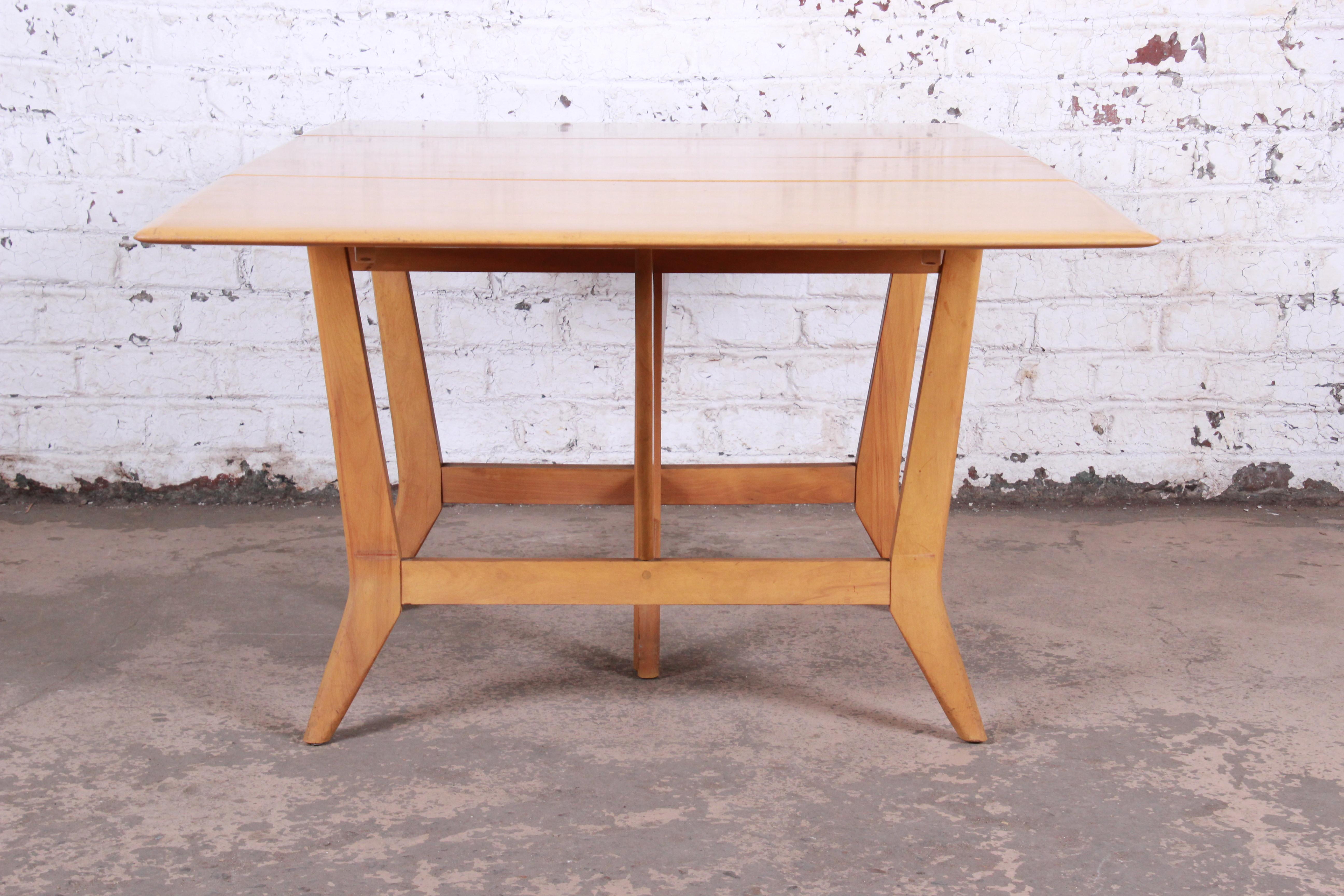 Heywood Wakefield Mid-Century Modern Solid Maple Extension Dining Table, 1950s 12