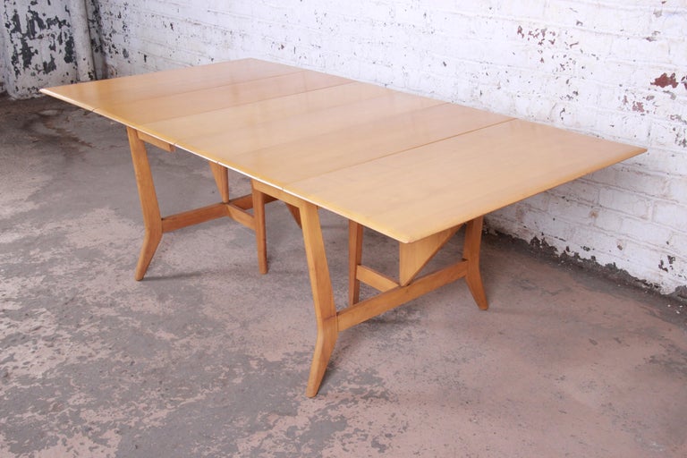 Heywood Wakefield MidCentury Modern Solid Maple Extension Dining Table