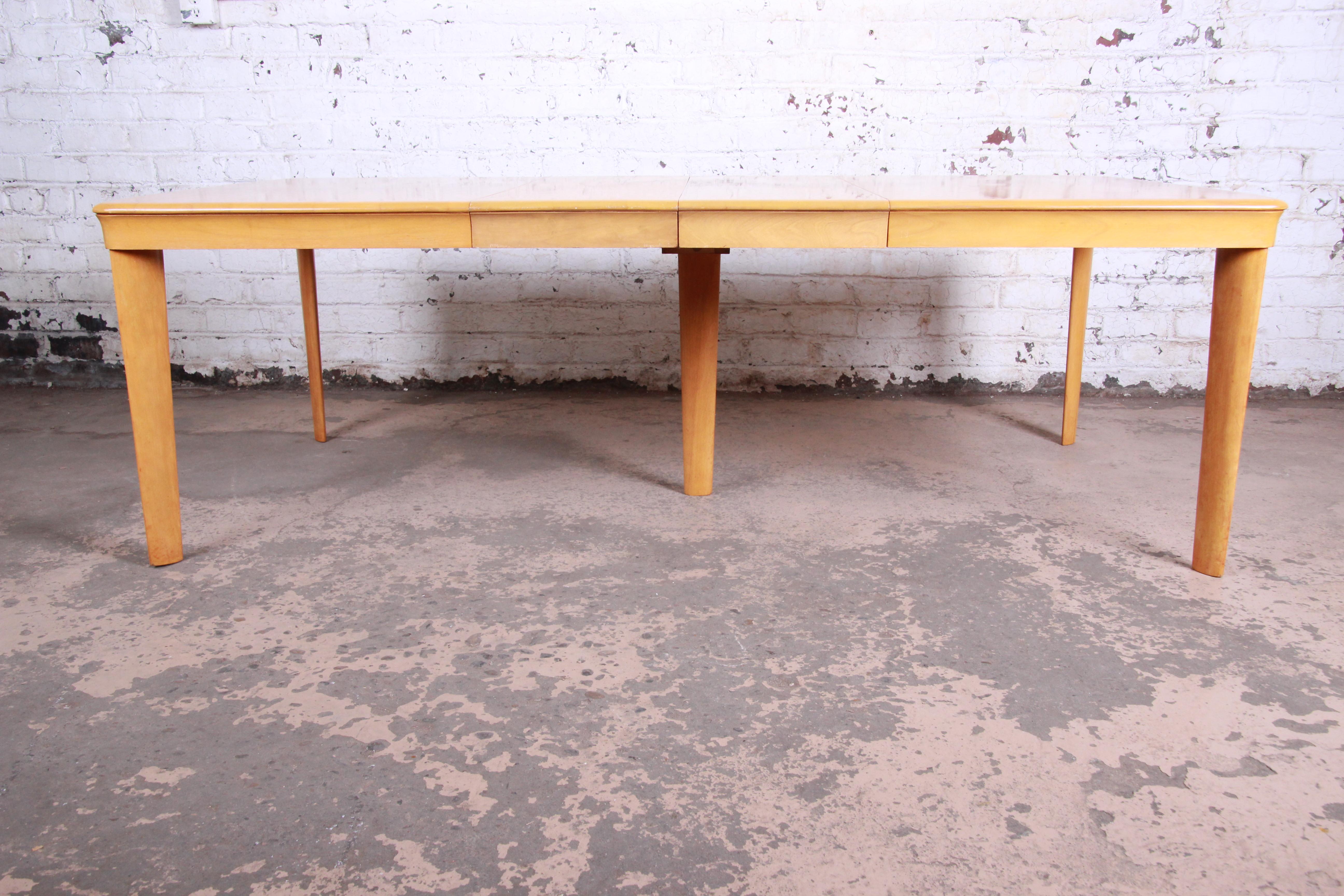 American Heywood Wakefield Mid-Century Modern Solid Maple Extension Dining Table, 1950s