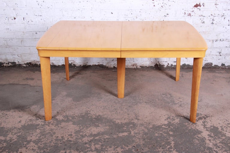Heywood Wakefield MidCentury Modern Solid Maple Extension Dining Table
