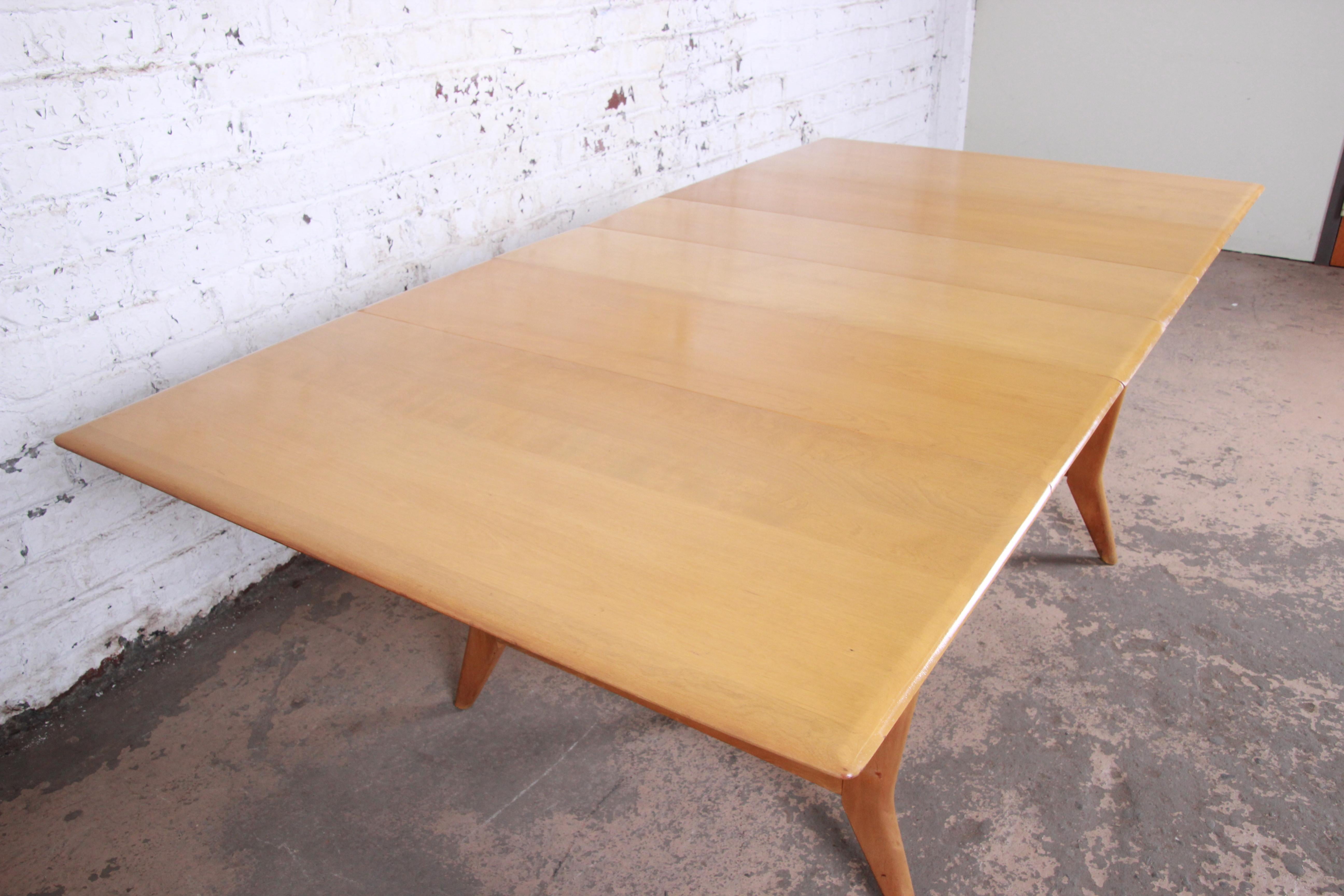 Mid-20th Century Heywood Wakefield Mid-Century Modern Solid Maple Extension Dining Table, 1950s