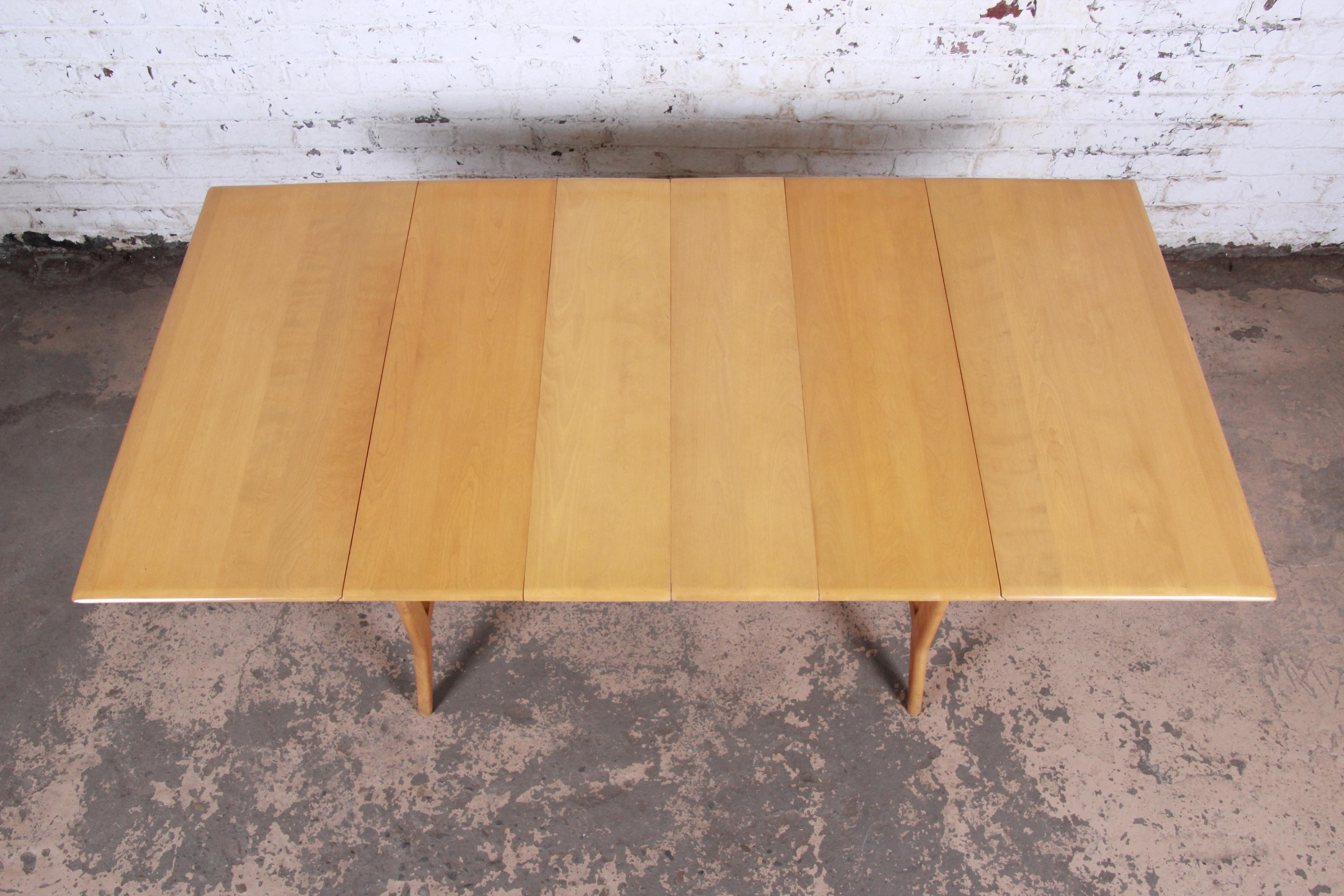 Heywood Wakefield Mid-Century Modern Solid Maple Extension Dining Table, 1950s 1
