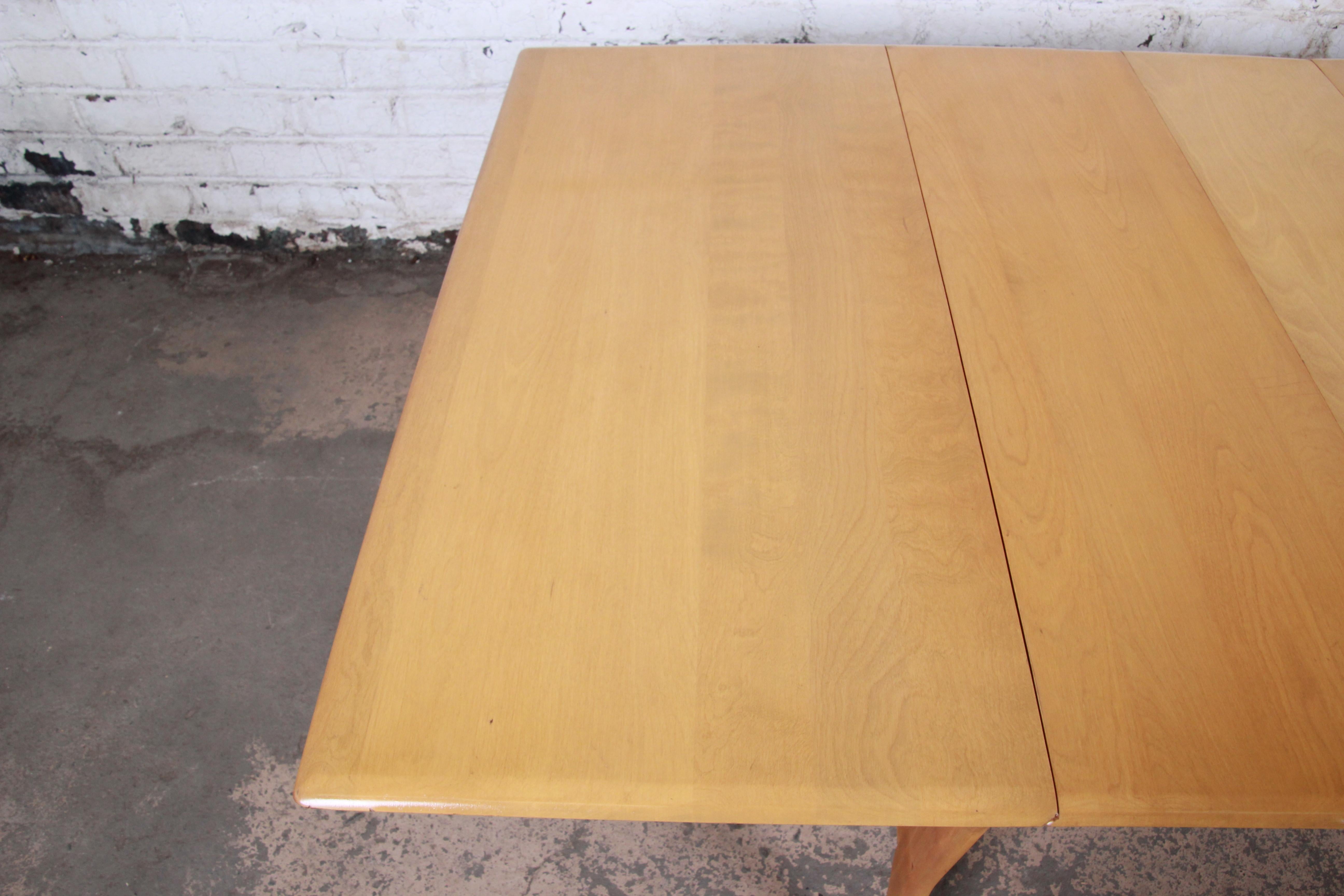 Heywood Wakefield Mid-Century Modern Solid Maple Extension Dining Table, 1950s 2