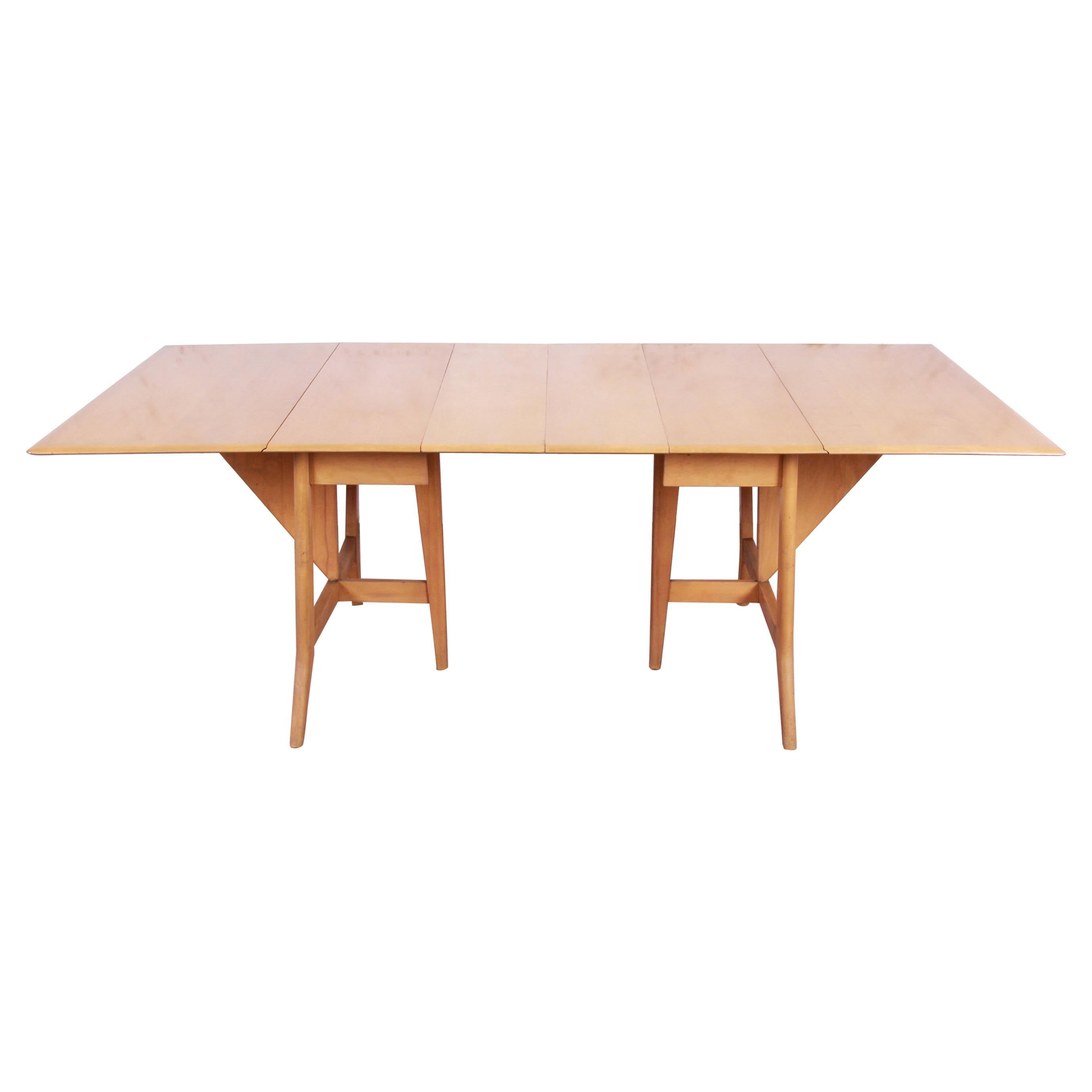 Heywood Wakefield Mid-Century Modern Solid Maple Extension Dining Table, 1950s
