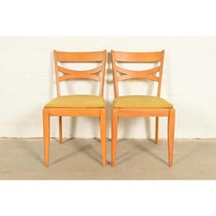 Heywood Wakefield Mid-Century Modern Solid Maple Side Chairs, Pair