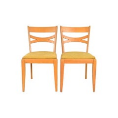 Heywood Wakefield Mid-Century Modern Solid Maple Side Chairs, Pair