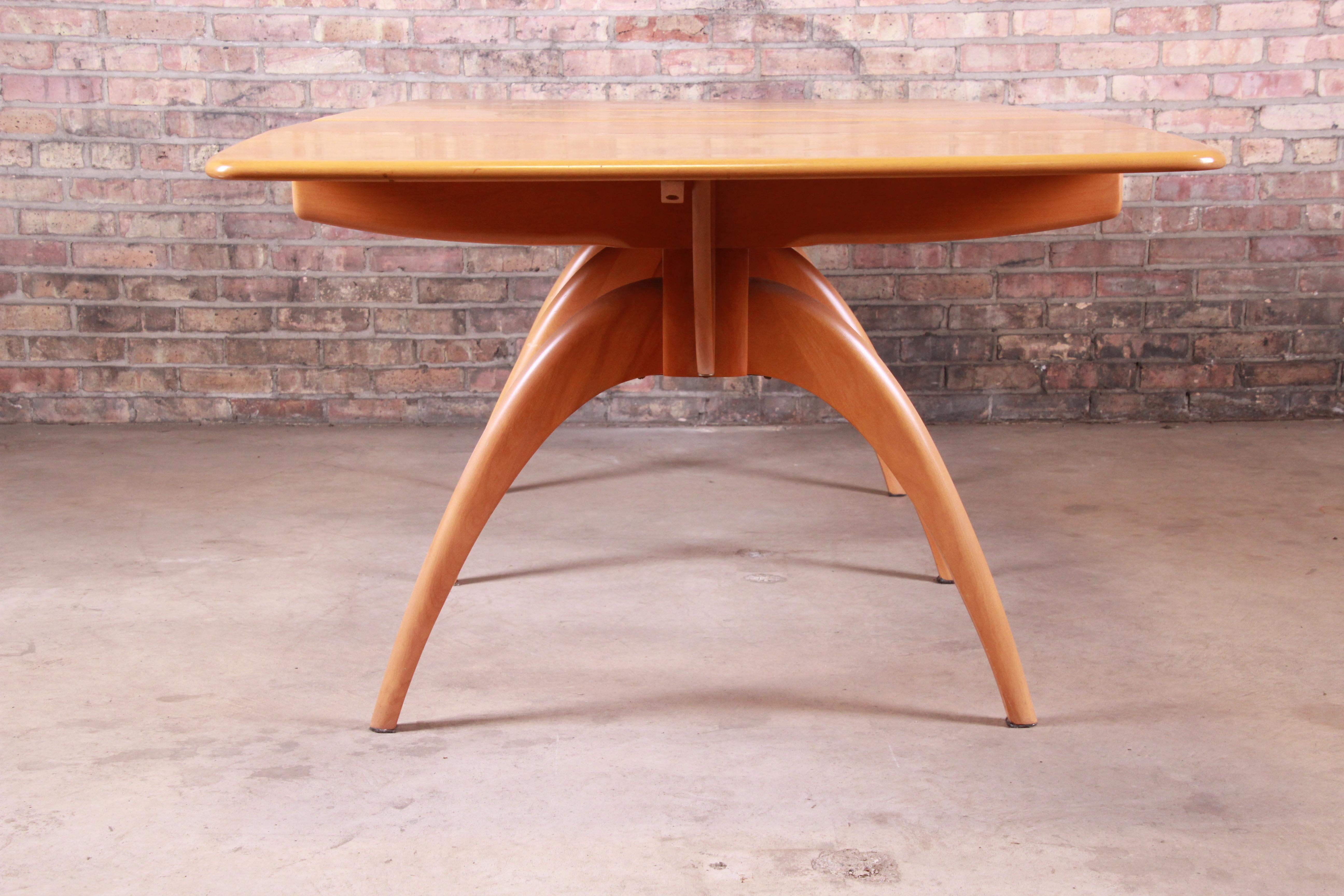 Heywood Wakefield Mid-Century Modern Solid Maple Wishbone Dining Table, 1950s In Good Condition In South Bend, IN