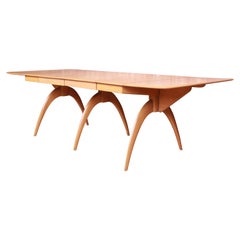 Retro Heywood Wakefield Mid-Century Modern Solid Maple Wishbone Extension Dining Table