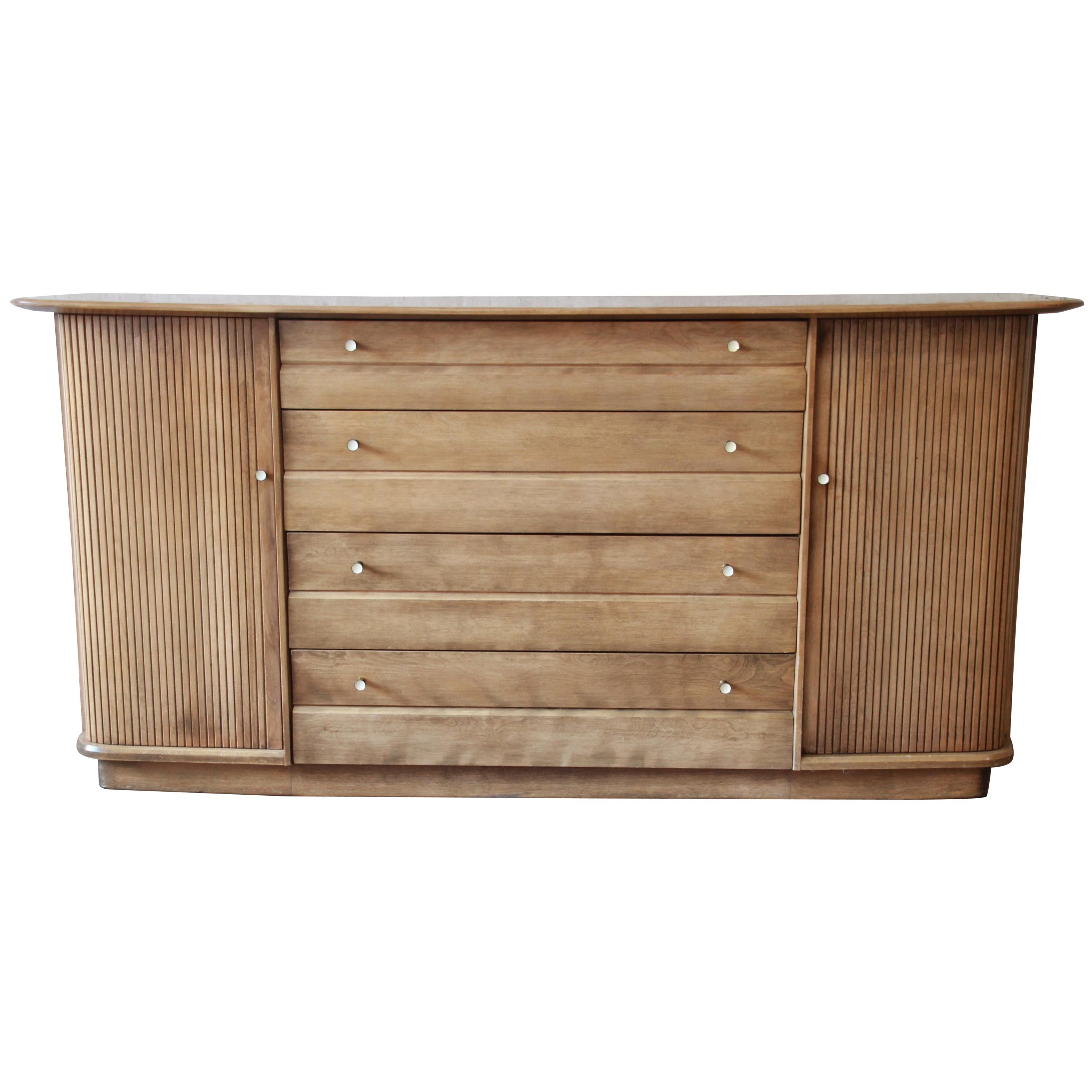 Heywood Wakefield Mid-Century Modern Tambour Door Sideboard Credenza