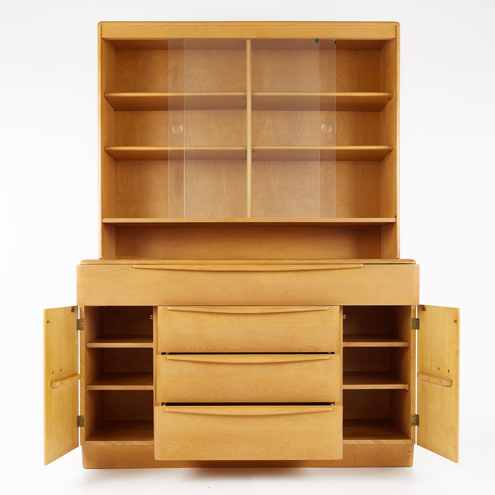 Heywood Wakefield Mid Century Sideboard Credenza Buffet and Hutch 1