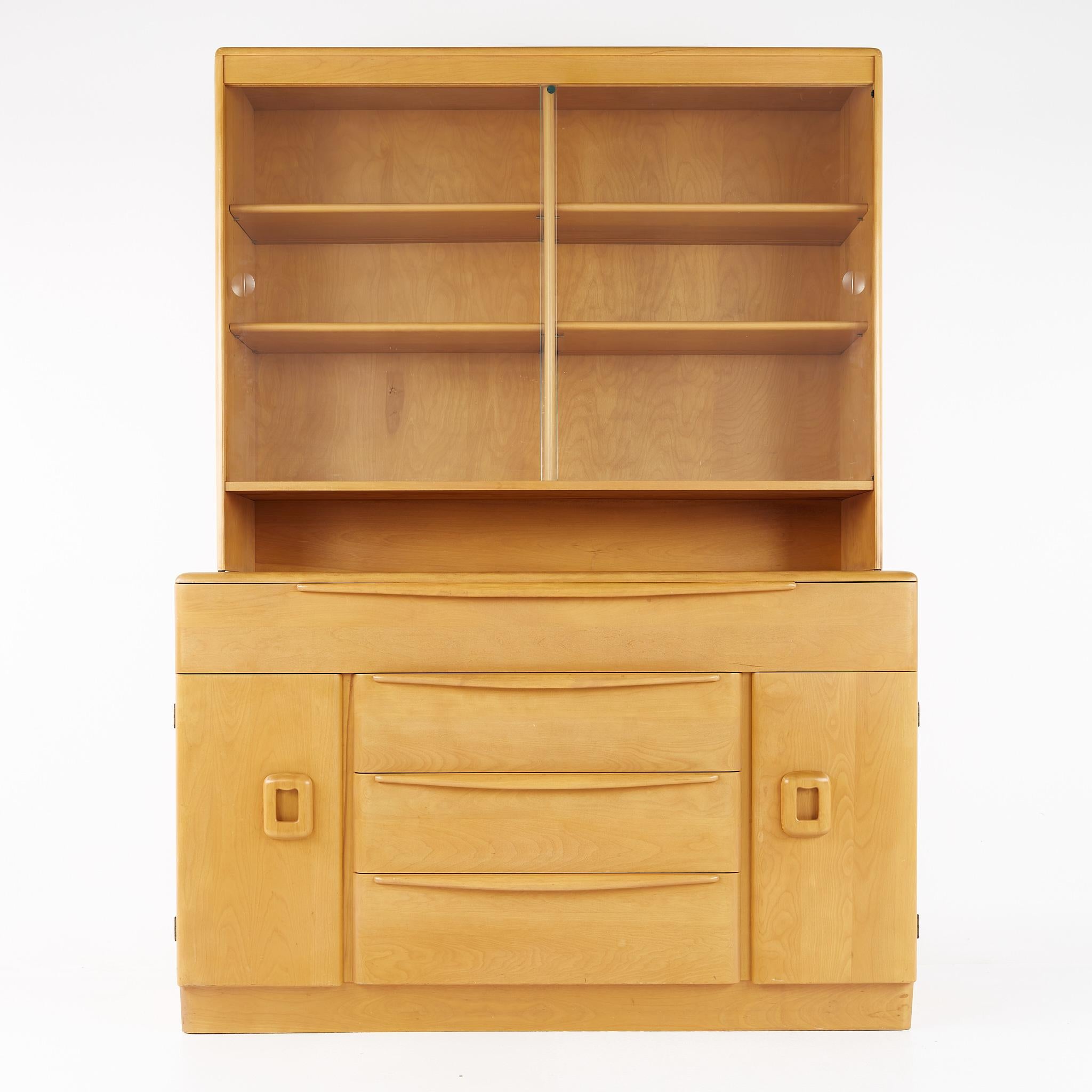 Heywood Wakefield mid century sideboard Credenza buffet and hutch

This buffet measures: 53.75 wide x 18.5 deep x 73.5 inches high

All pieces of furniture can be had in what we call restored vintage condition. That means the piece is restored