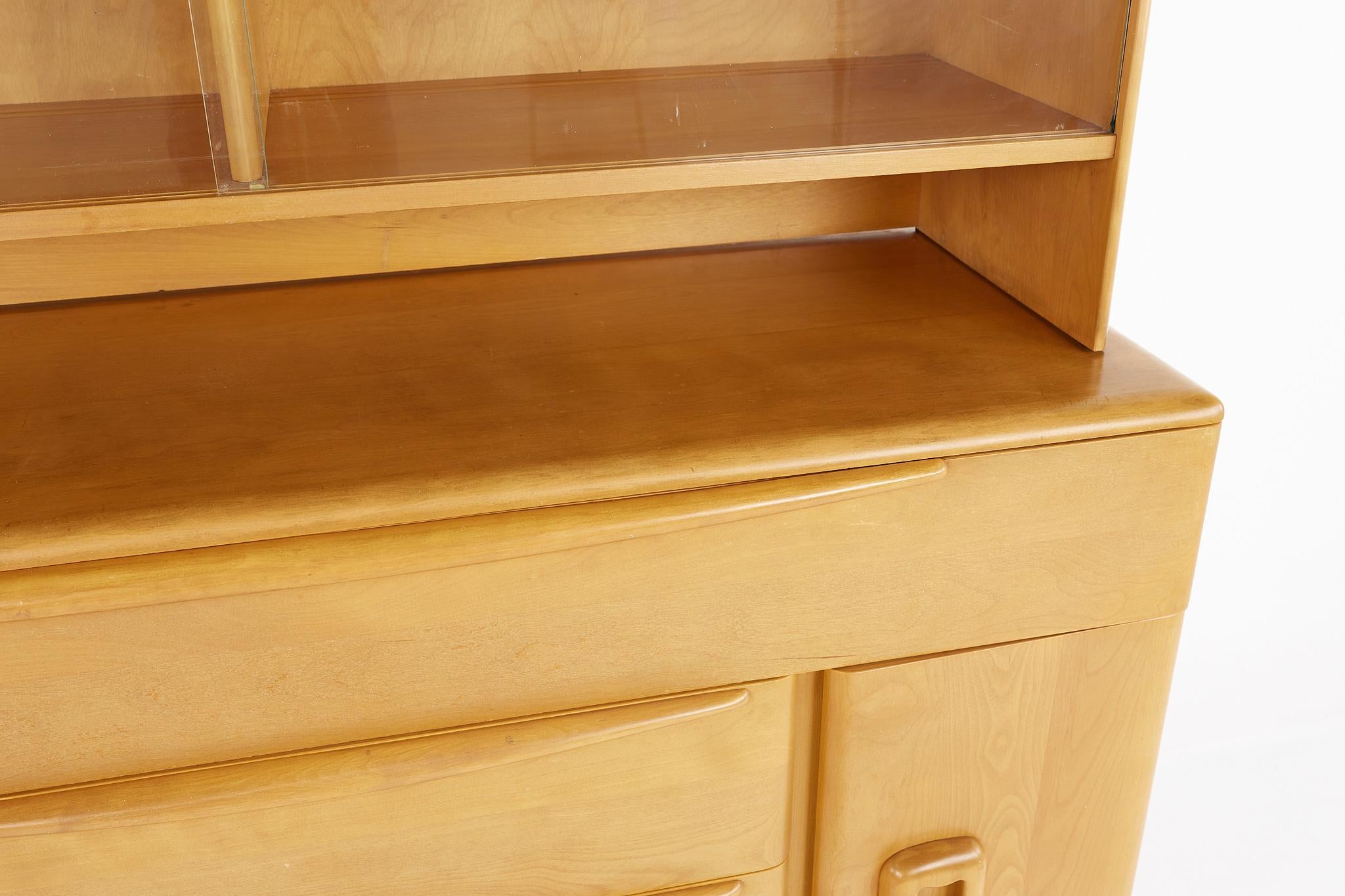 American Heywood Wakefield Mid Century Sideboard Credenza Buffet and Hutch