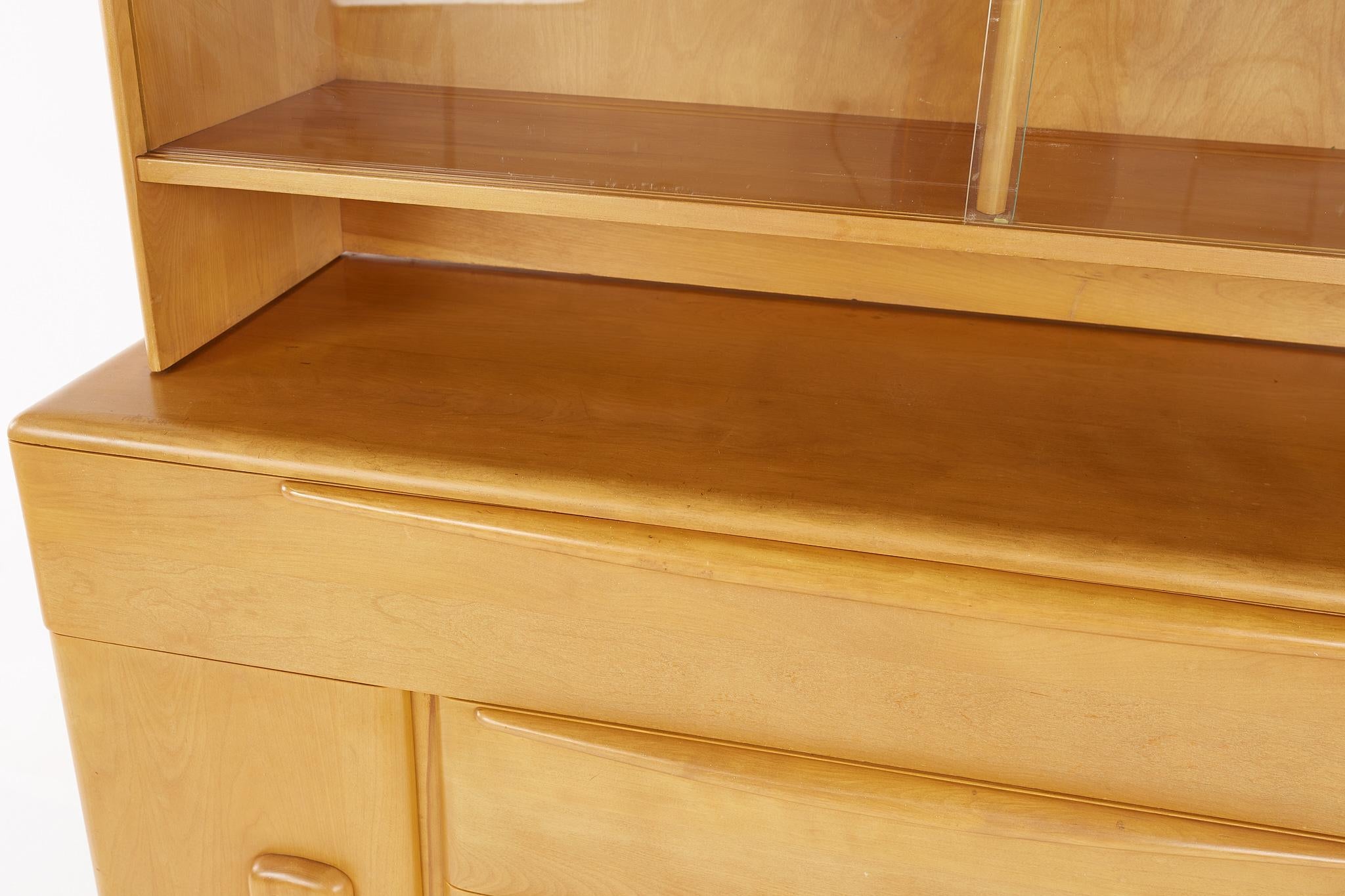 Late 20th Century Heywood Wakefield Mid Century Sideboard Credenza Buffet and Hutch