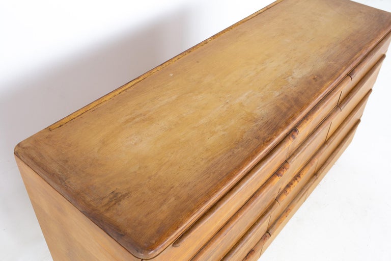 Heywood Wakefield Mid Century Solid Wood 12 Drawer Lowboy Dresser at