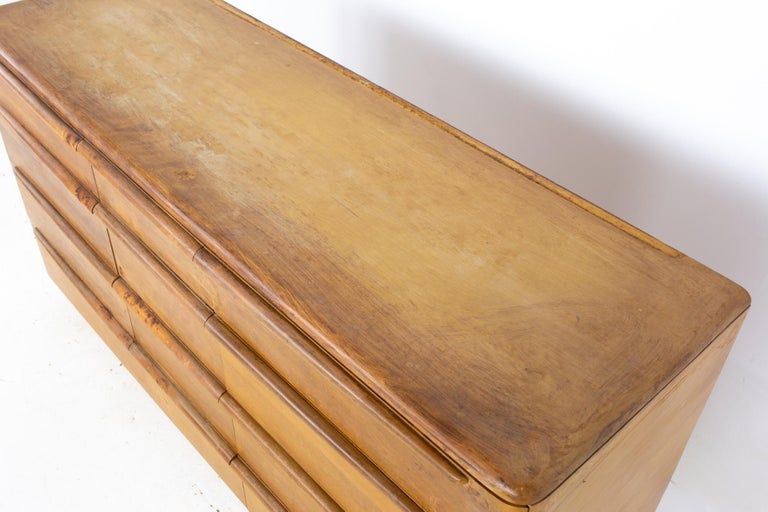 Heywood Wakefield Mid Century Solid Wood 12 Drawer Lowboy Dresser at