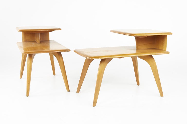 Heywood Wakefield Mid Century Step Side End Tables, a Pair at 1stDibs