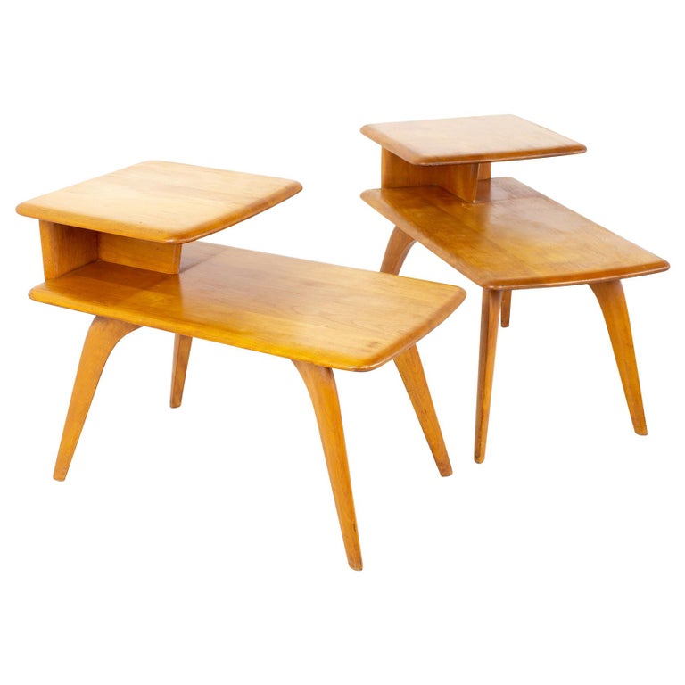Heywood Wakefield Mid Century Step Side Tables, a Pair at 1stDibs