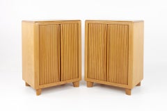 Heywood Wakefield Mid Century Tambour Door Bookcase Cabinet, Pair