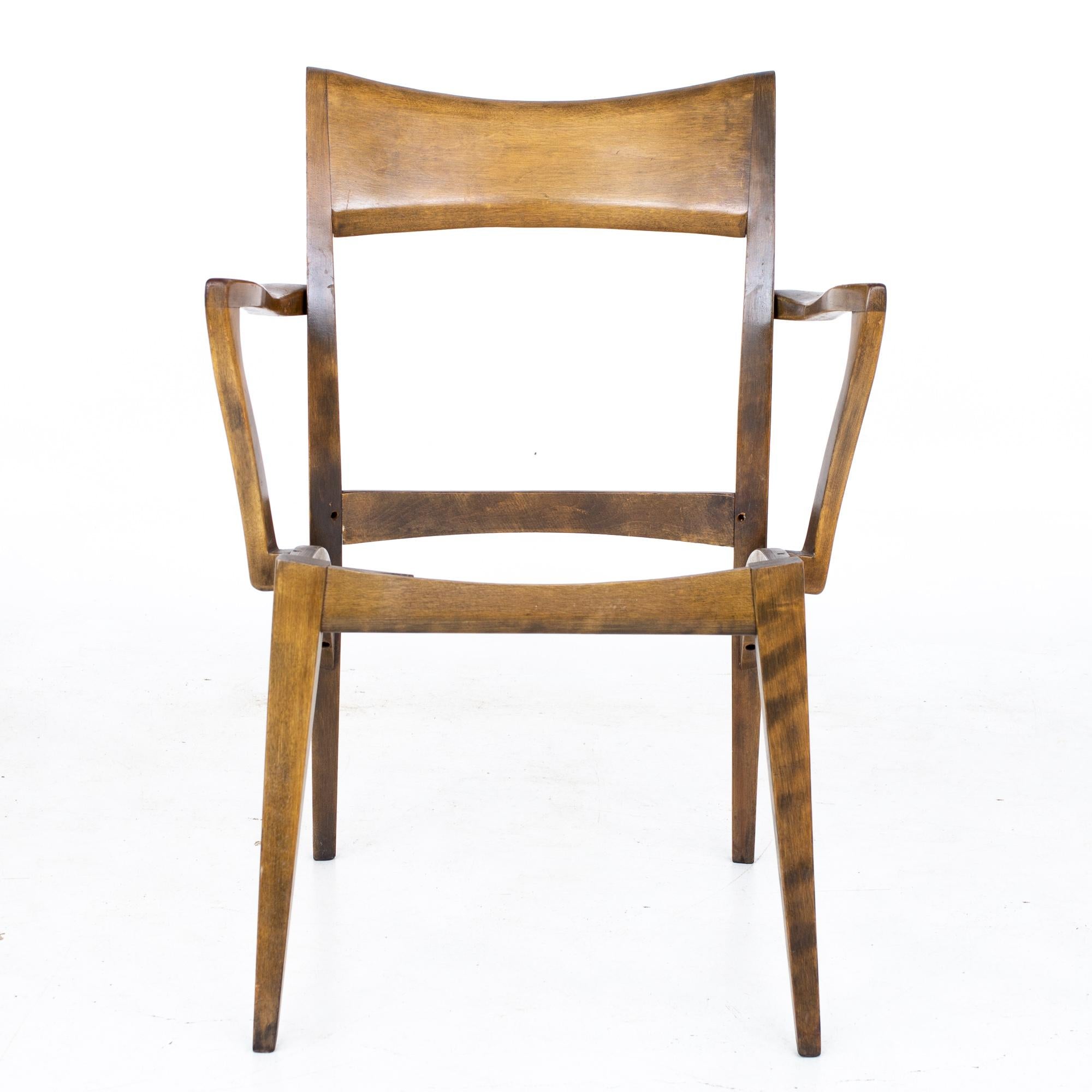 Heywood Wakefield Mid Century Tuxedo Dining Chairs, Set of 6 For Sale 8