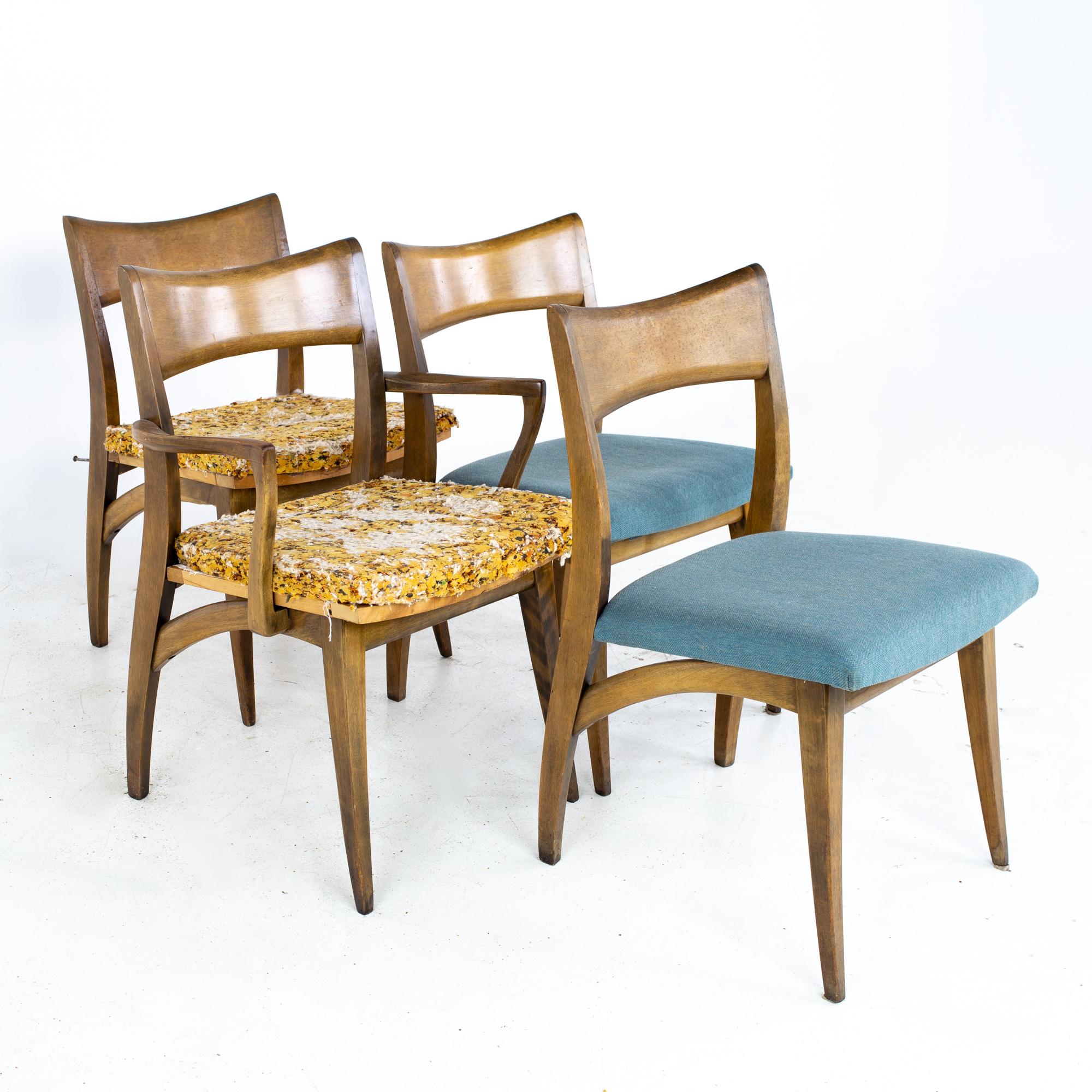 American Heywood Wakefield Mid Century Tuxedo Dining Chairs, Set of 6 For Sale